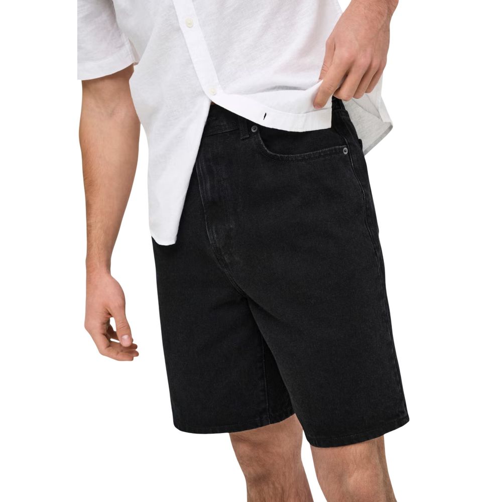 Only & Sons Black Organic Cotton Bermuda Shorts