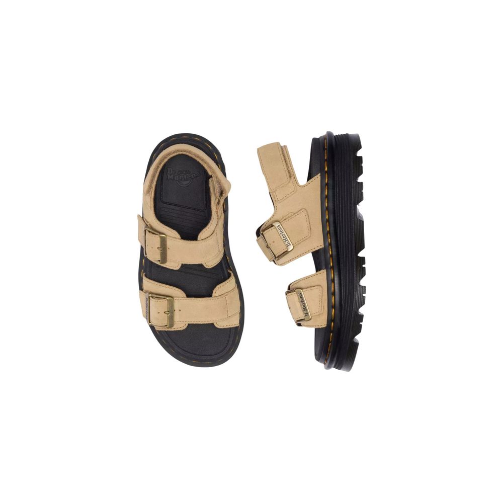 Dr. Martens Beige Leather Platform Sandals