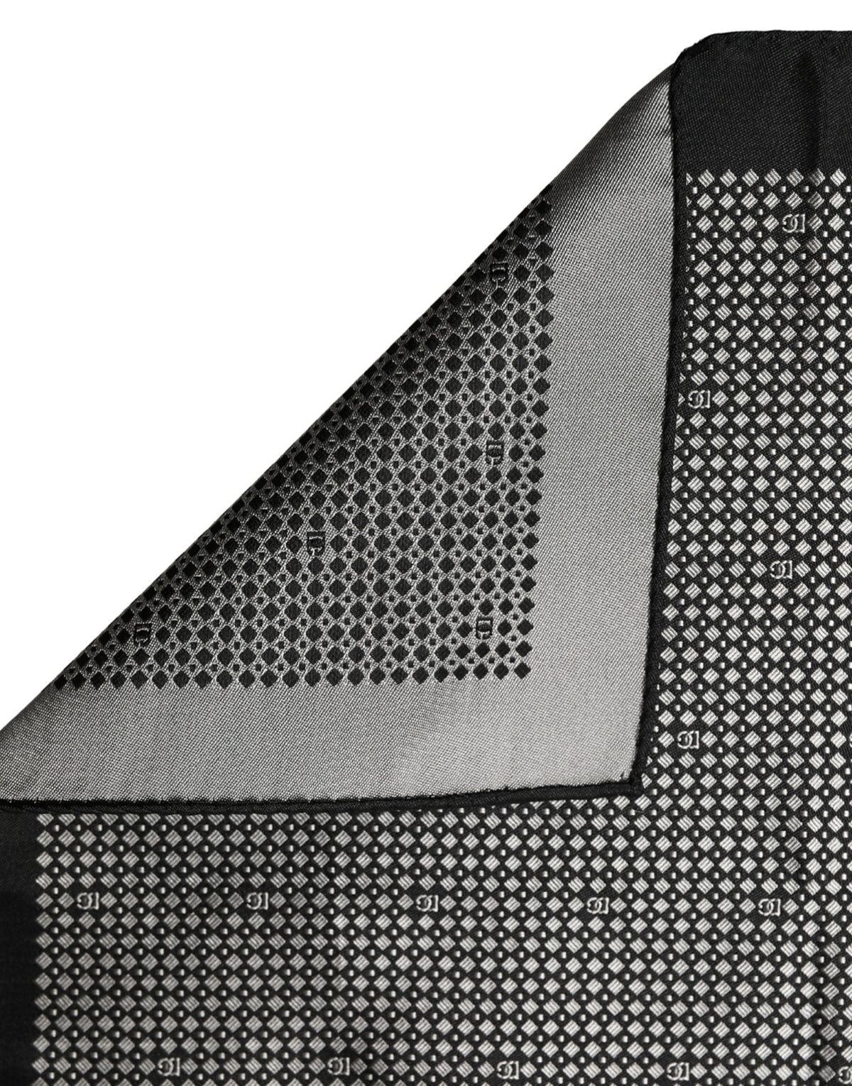 New Dolce & Gabbana Black White Patterned Pocket Square Scarf