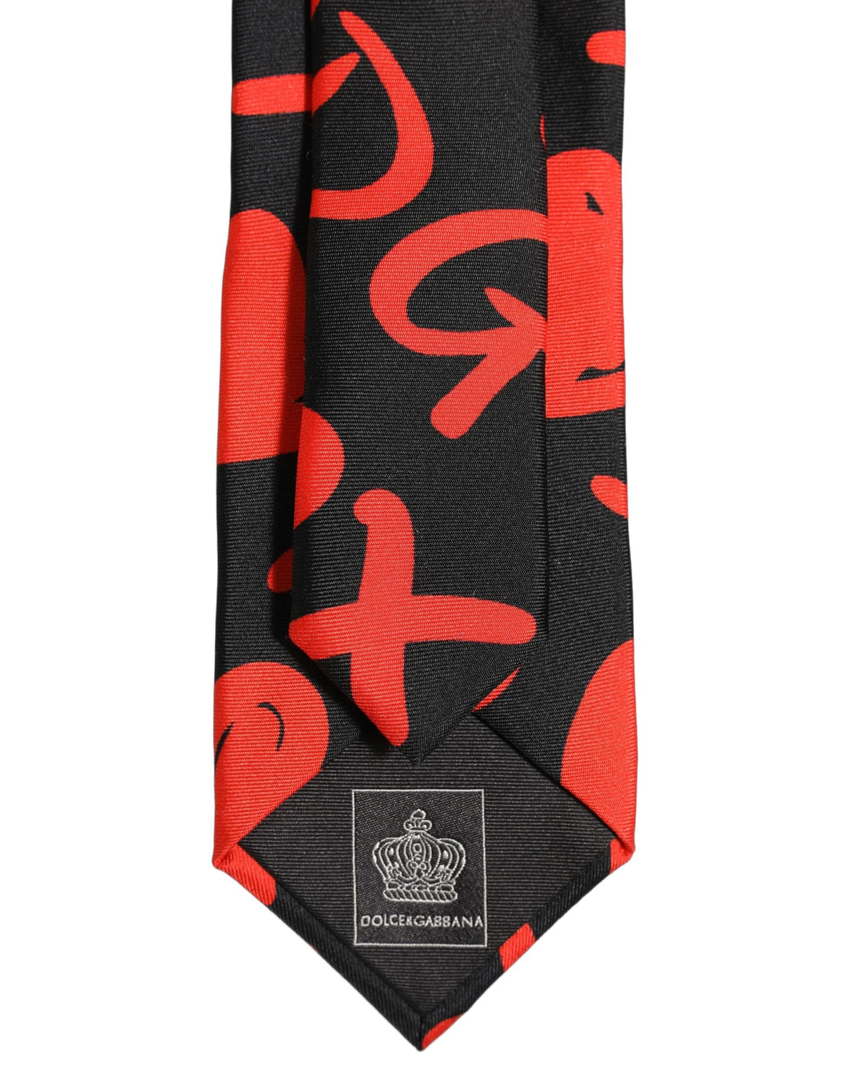 Dolce & Gabbana Black Silk Red Graphic Hearts Adjustable Tied Necktie Tie