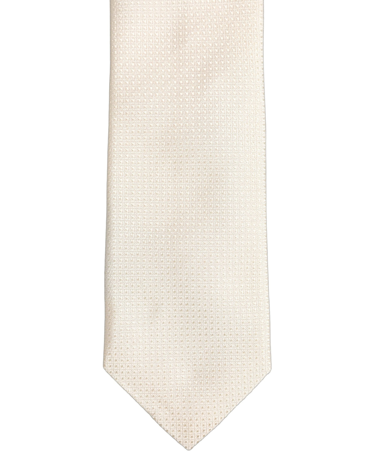 Dolce & Gabbana Men Off White Silk Textured Adjustable Tied Necktie Tie