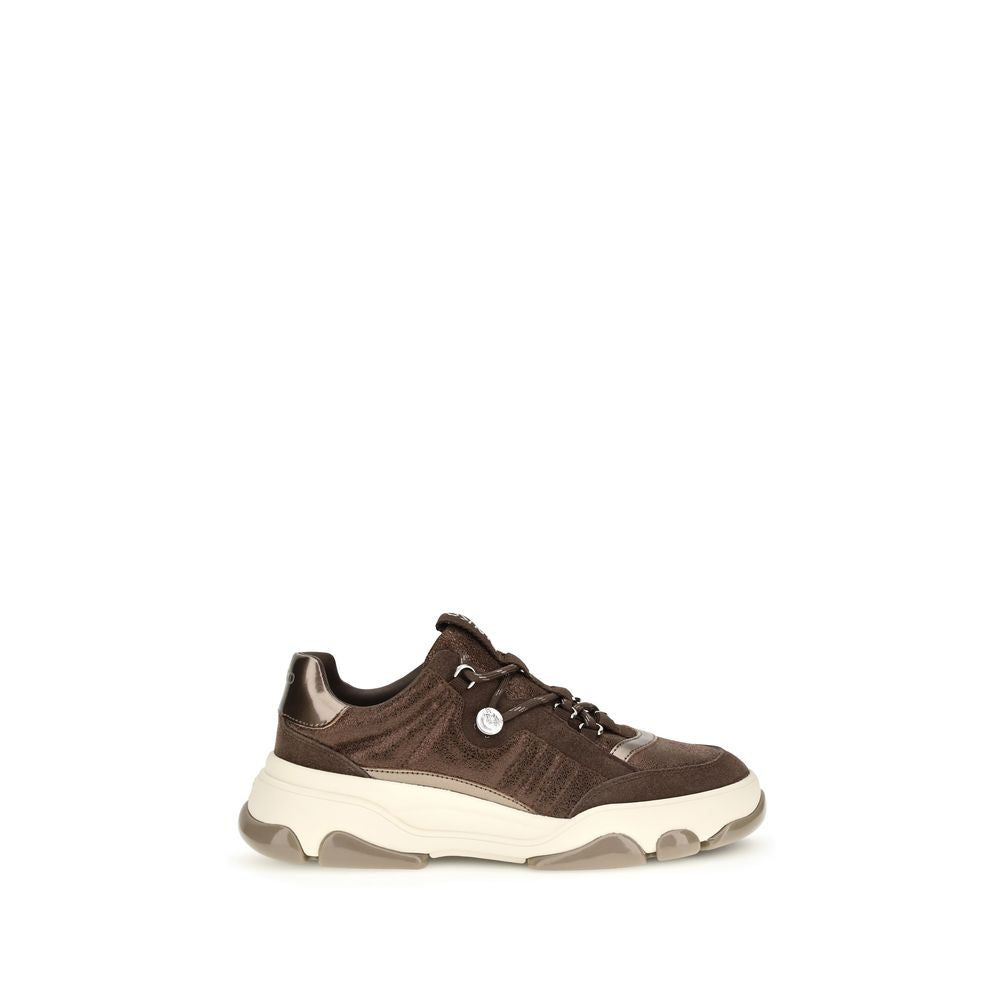 PINKO Brown Leather Chunky Sneakers