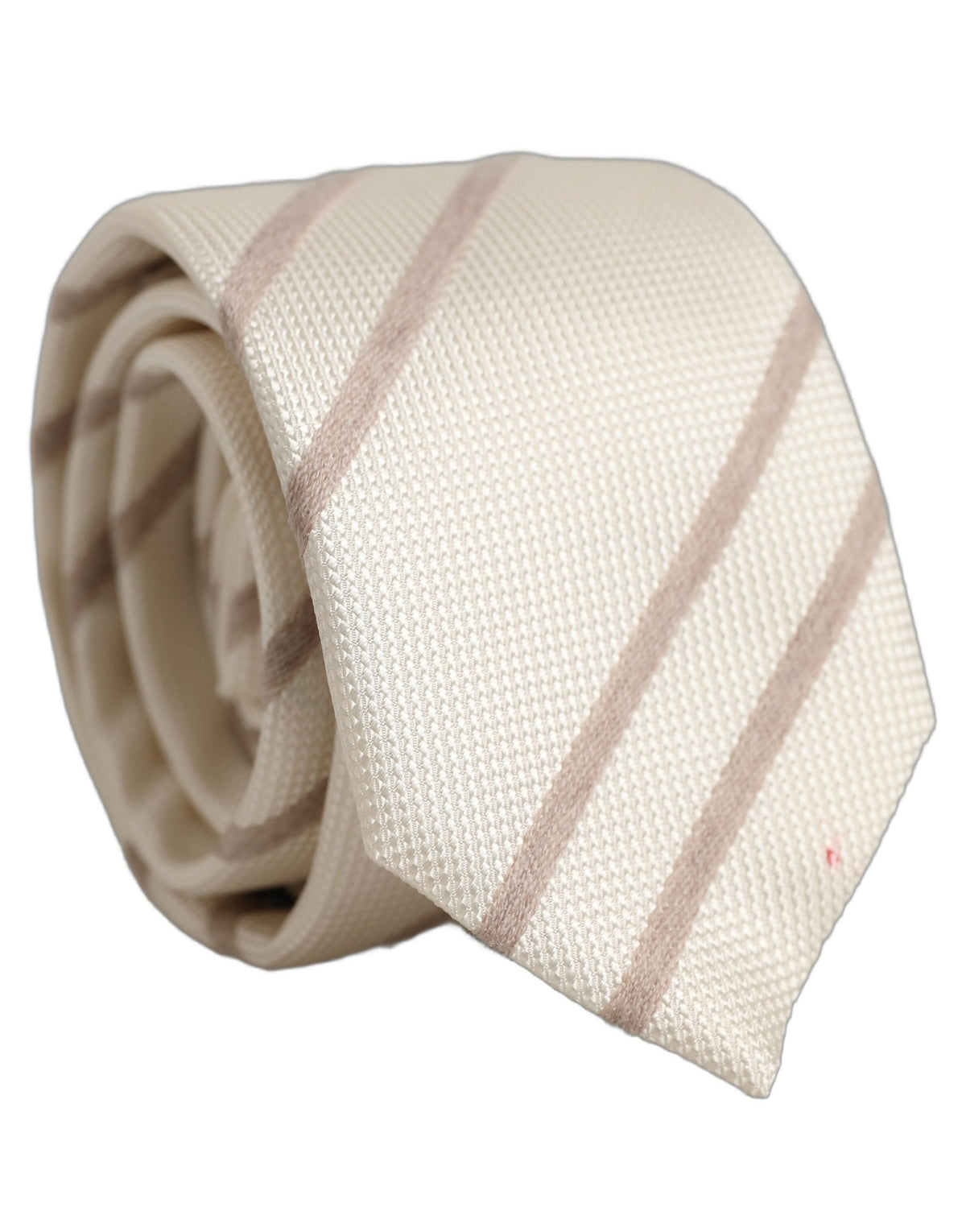 Dolce & Gabbana Men Off White Silk Stripes Adjustable Tied Necktie Tie