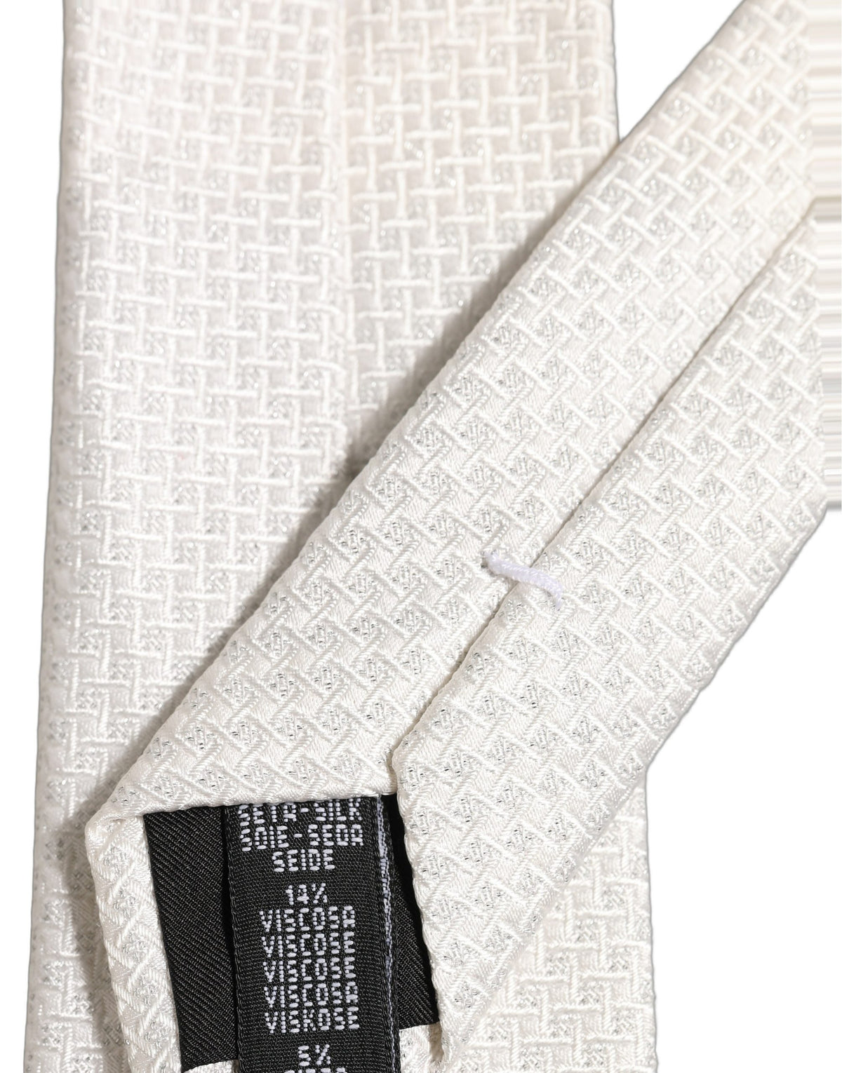 Dolce & Gabbana Men Off White Silk Woven Adjustable Tied Necktie Tie