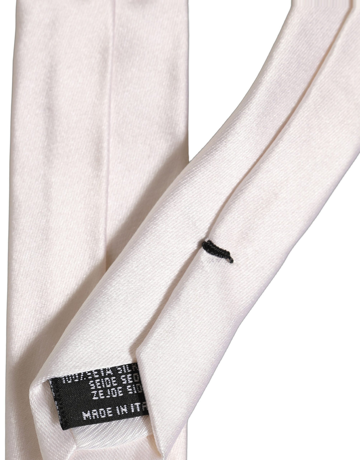 Dolce & Gabbana Men Off White Silk Satin Adjustable Tied Necktie Tie