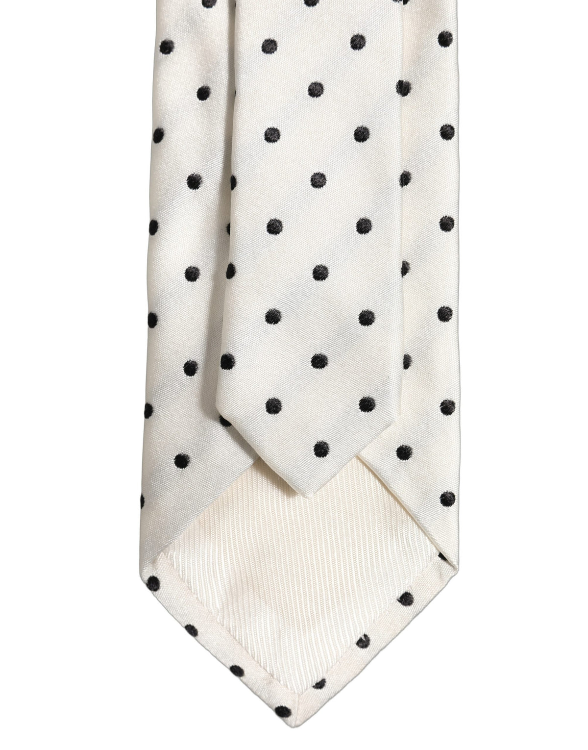 Dolce & Gabbana Men White Silk Polka Dot Adjustable Tied Necktie Tie