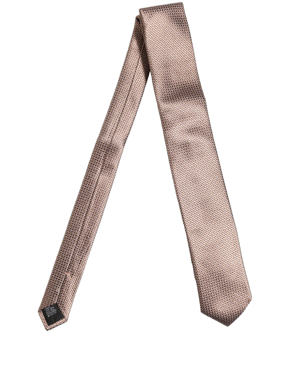Dolce & Gabbana Men Brown Silk Micro Checked Adjustable Tied Necktie Tie