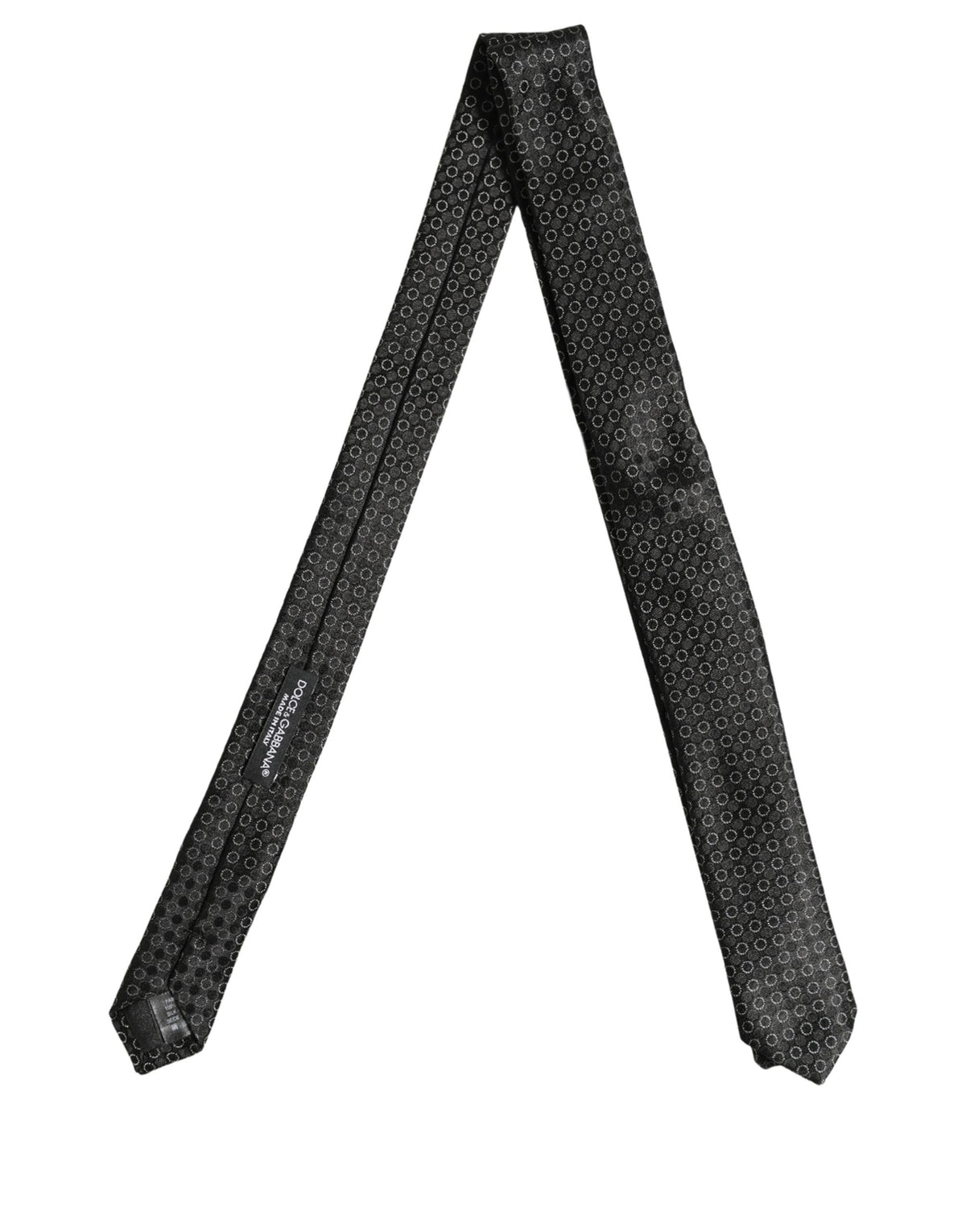 Dolce & Gabbana Men Black Silk Geometric Adjustable Tied Necktie Tie