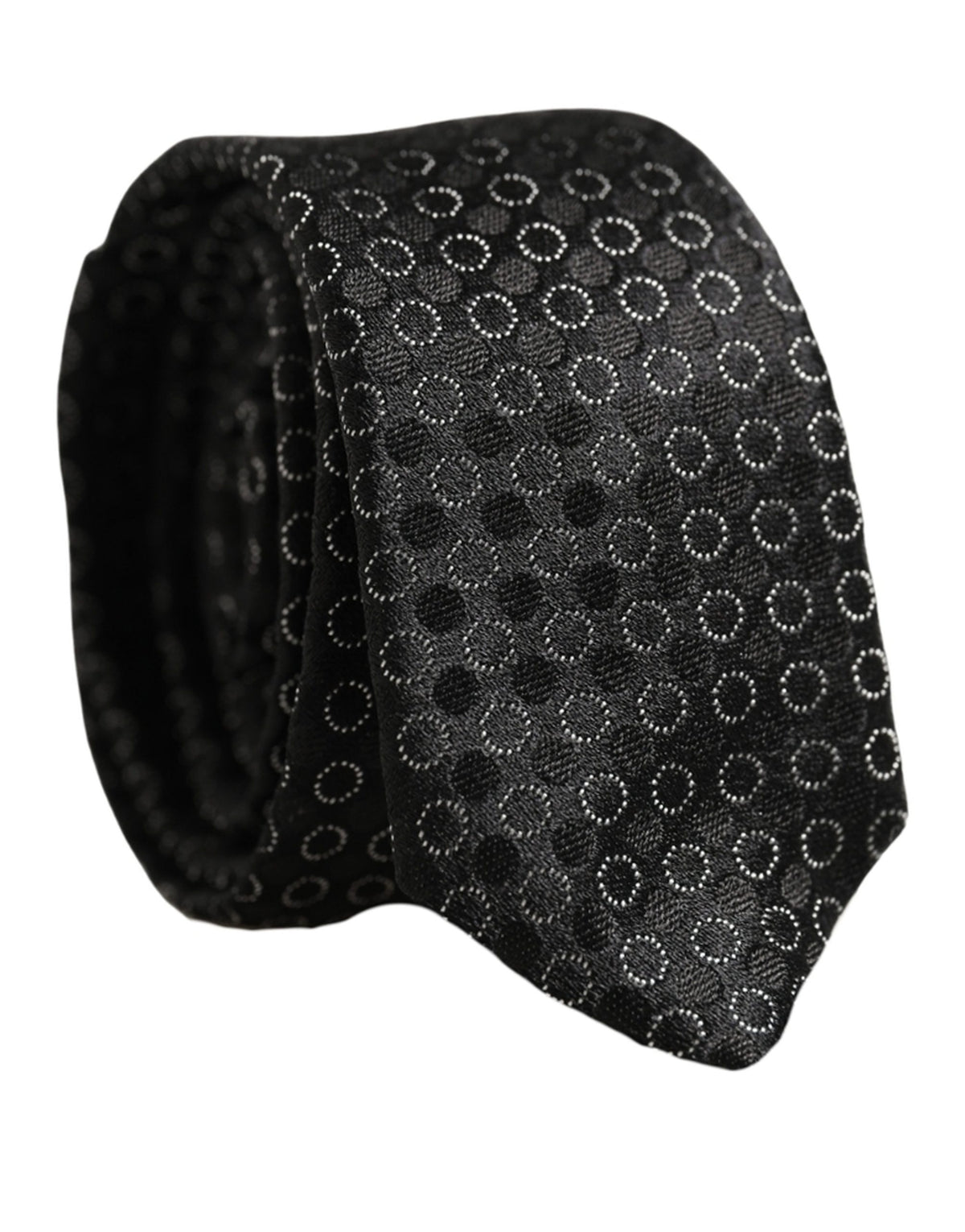 Dolce & Gabbana Men Black Silk Geometric Adjustable Tied Necktie Tie