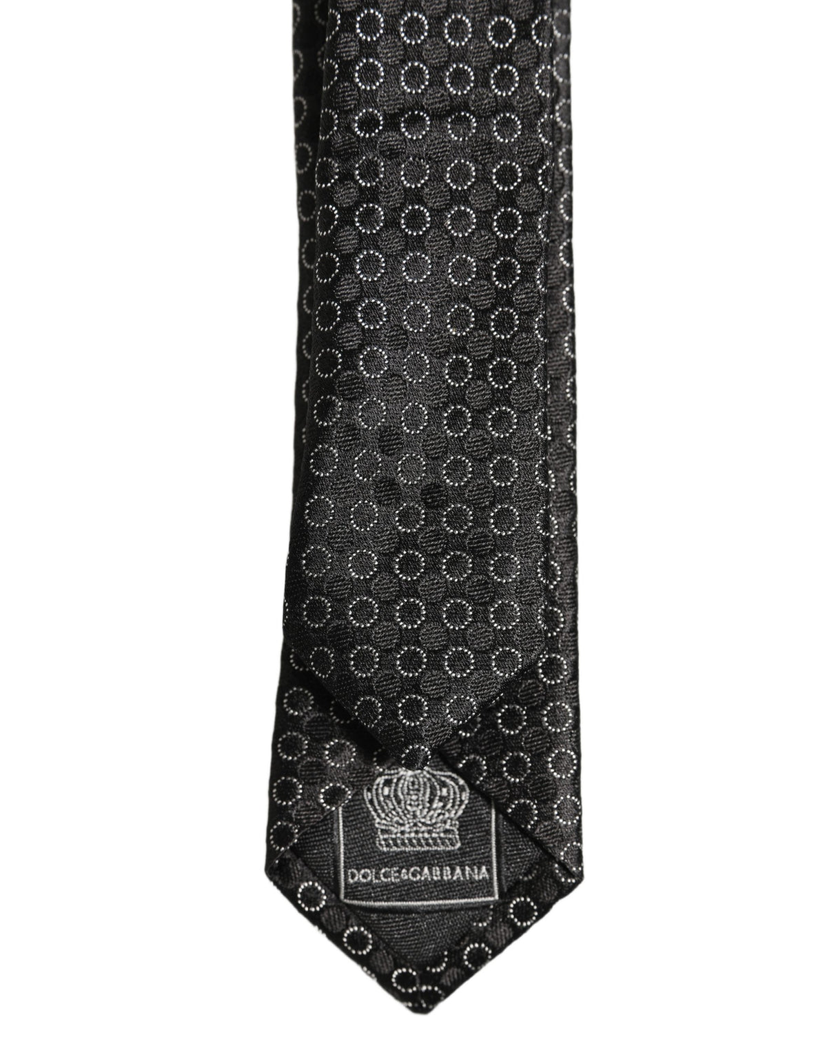 Dolce & Gabbana Men Black Silk Geometric Adjustable Tied Necktie Tie