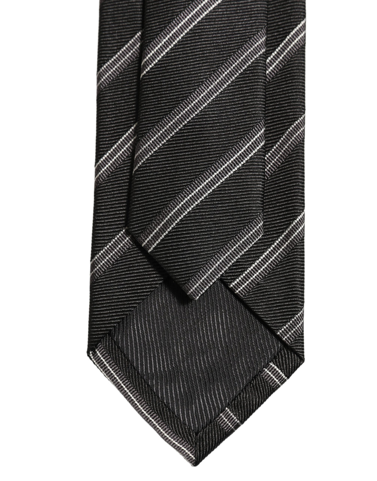 Dolce & Gabbana Men Black Silk Stripes Adjustable Tied Necktie Tie