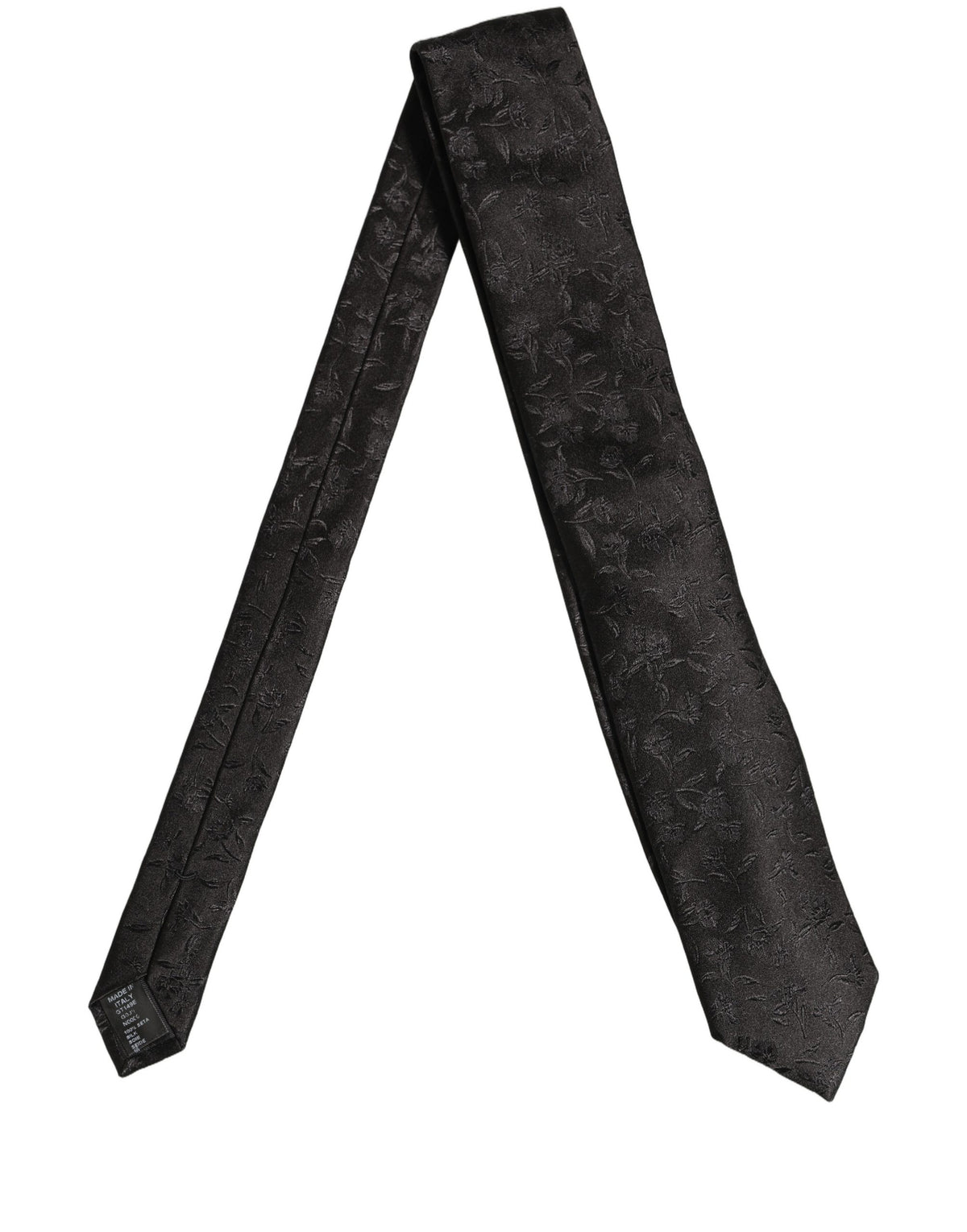 Dolce & Gabbana Black Silk Floral Jacquard Adjustable Tied Necktie Tie