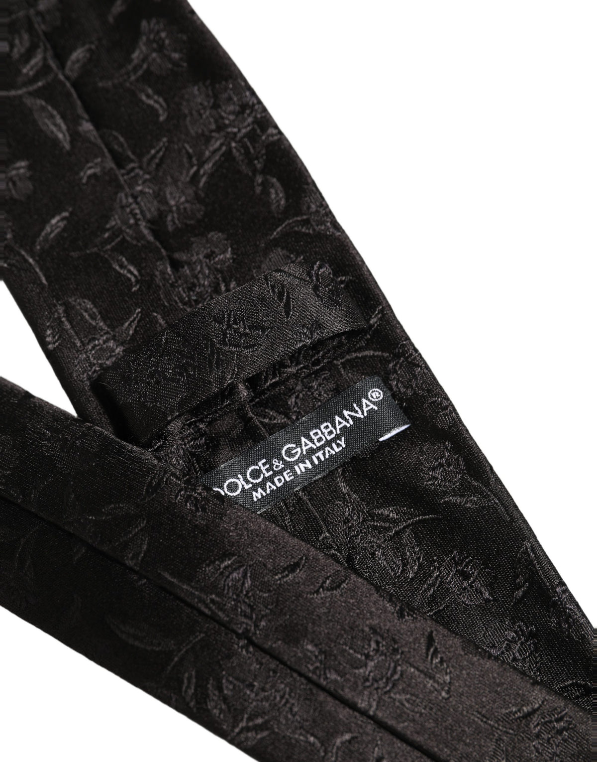 Dolce & Gabbana Black Silk Floral Jacquard Adjustable Tied Necktie Tie