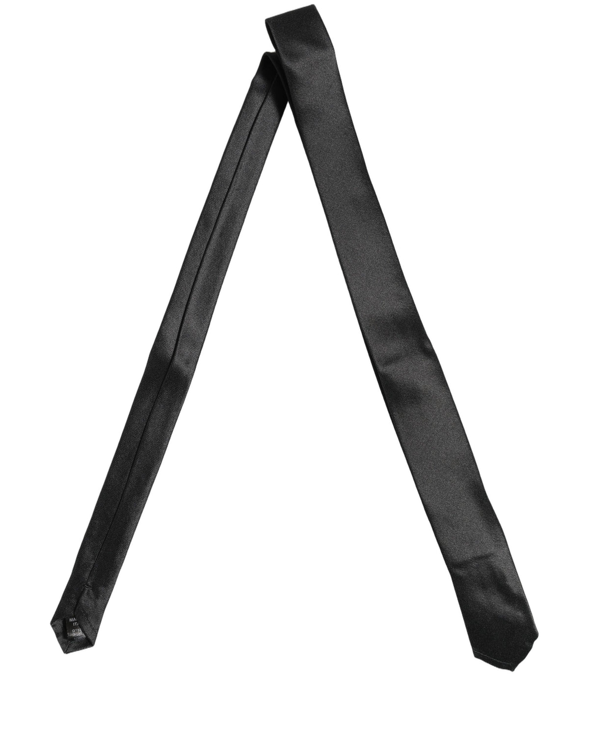 Dolce & Gabbana Men Black Satin Silk Classic Adjustable Tied Necktie Tie