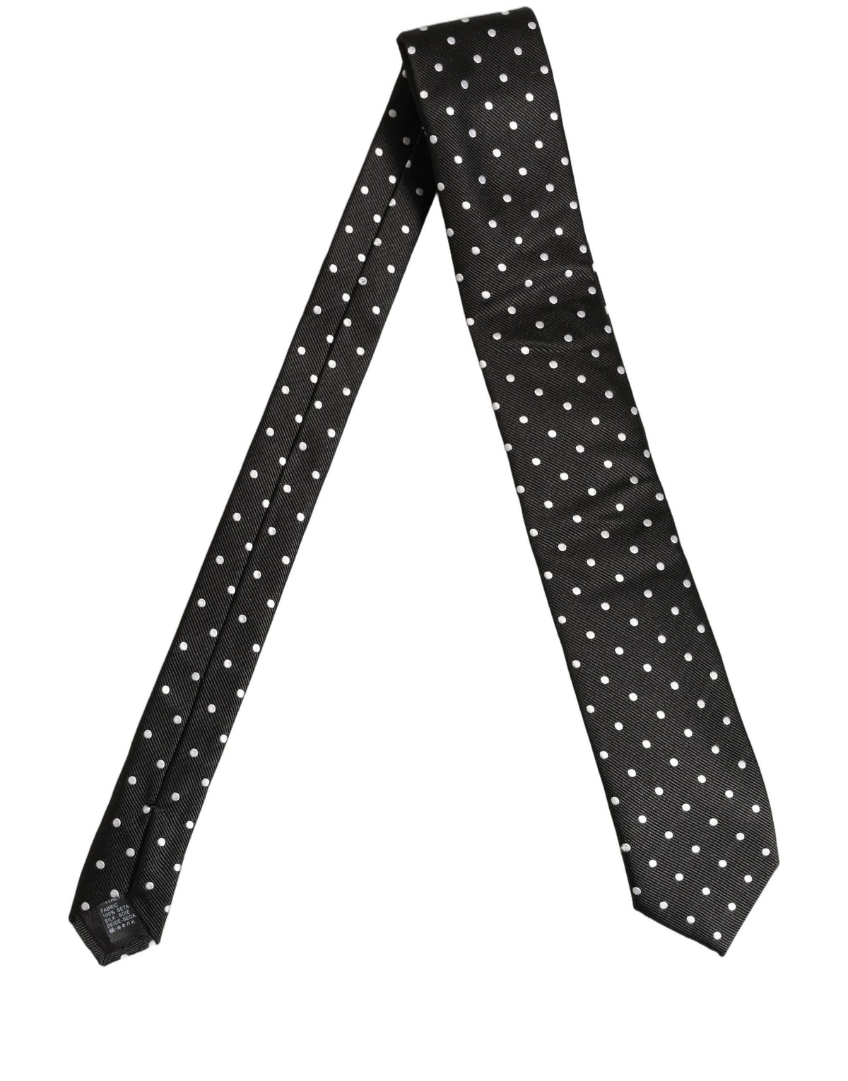 Dolce & Gabbana Black White Polka Dots Silk Adjustable Tied Necktie Tie