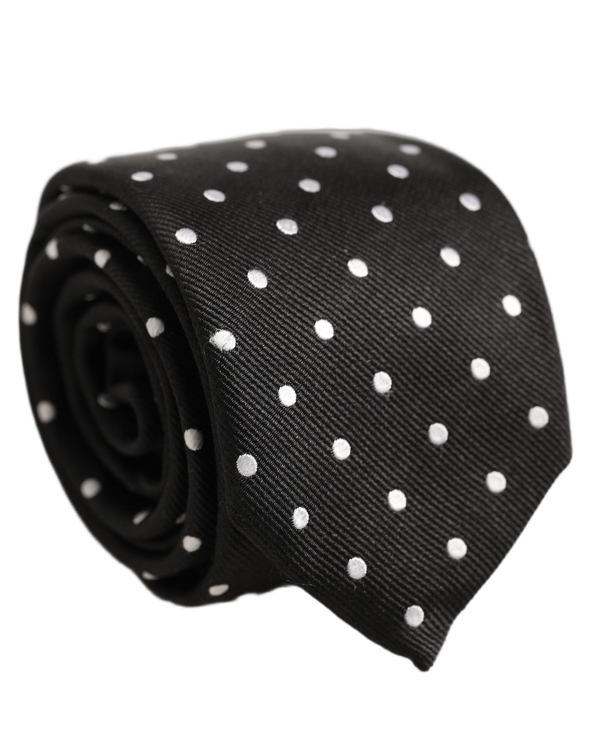 Dolce & Gabbana Black White Polka Dots Silk Adjustable Tied Necktie Tie