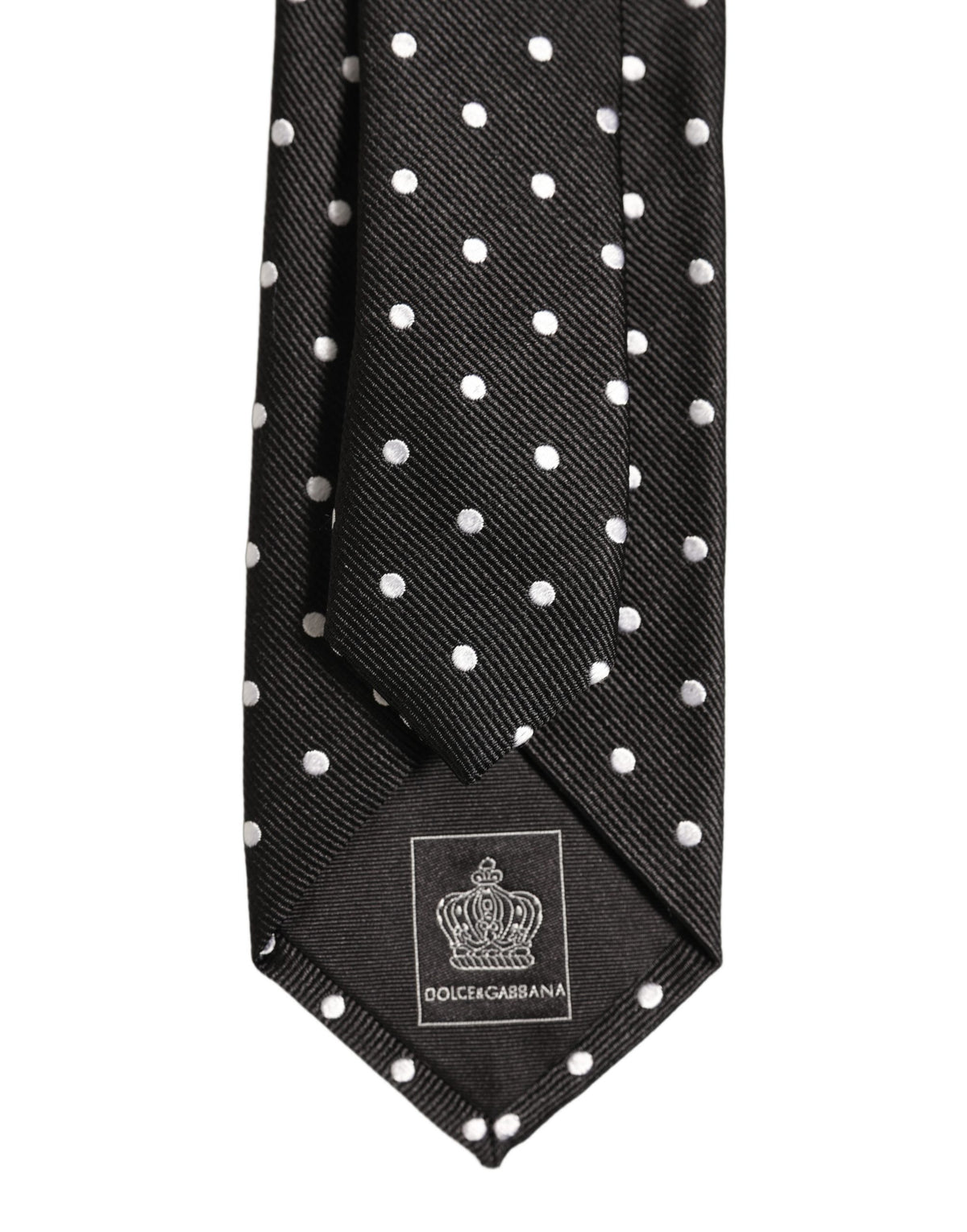 Dolce & Gabbana Black White Polka Dots Silk Adjustable Tied Necktie Tie