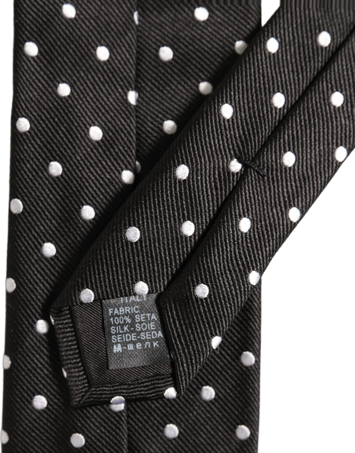 Dolce & Gabbana Black White Polka Dots Silk Adjustable Tied Necktie Tie