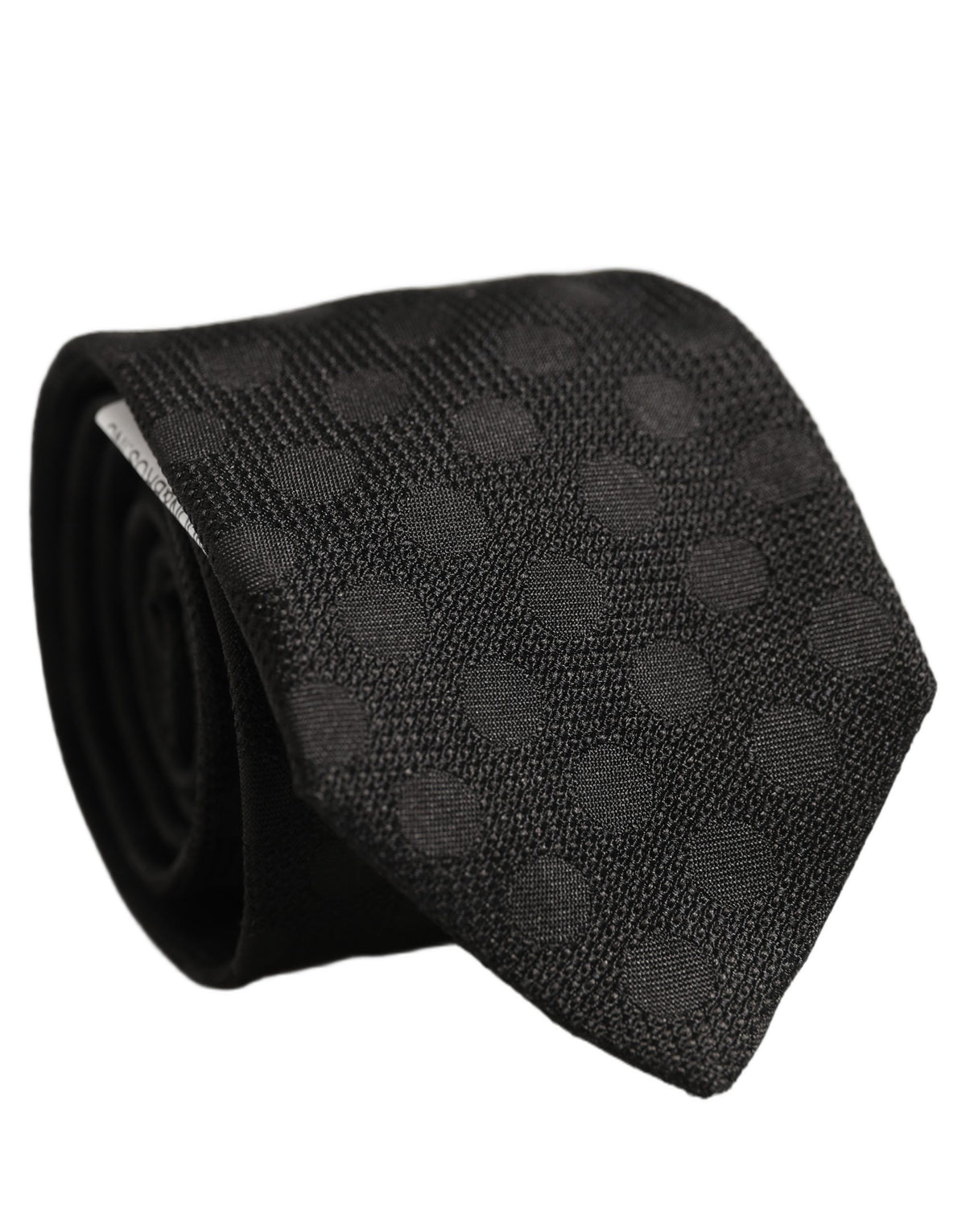 Dolce & Gabbana Black Polka Dot Jacquard Silk Adjustable Tied Necktie Tie