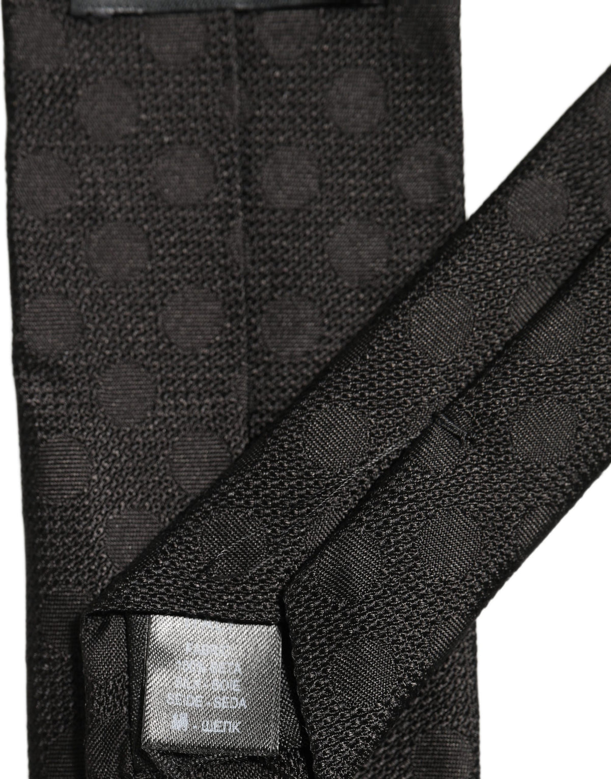 Dolce & Gabbana Black Polka Dot Jacquard Silk Adjustable Tied Necktie Tie