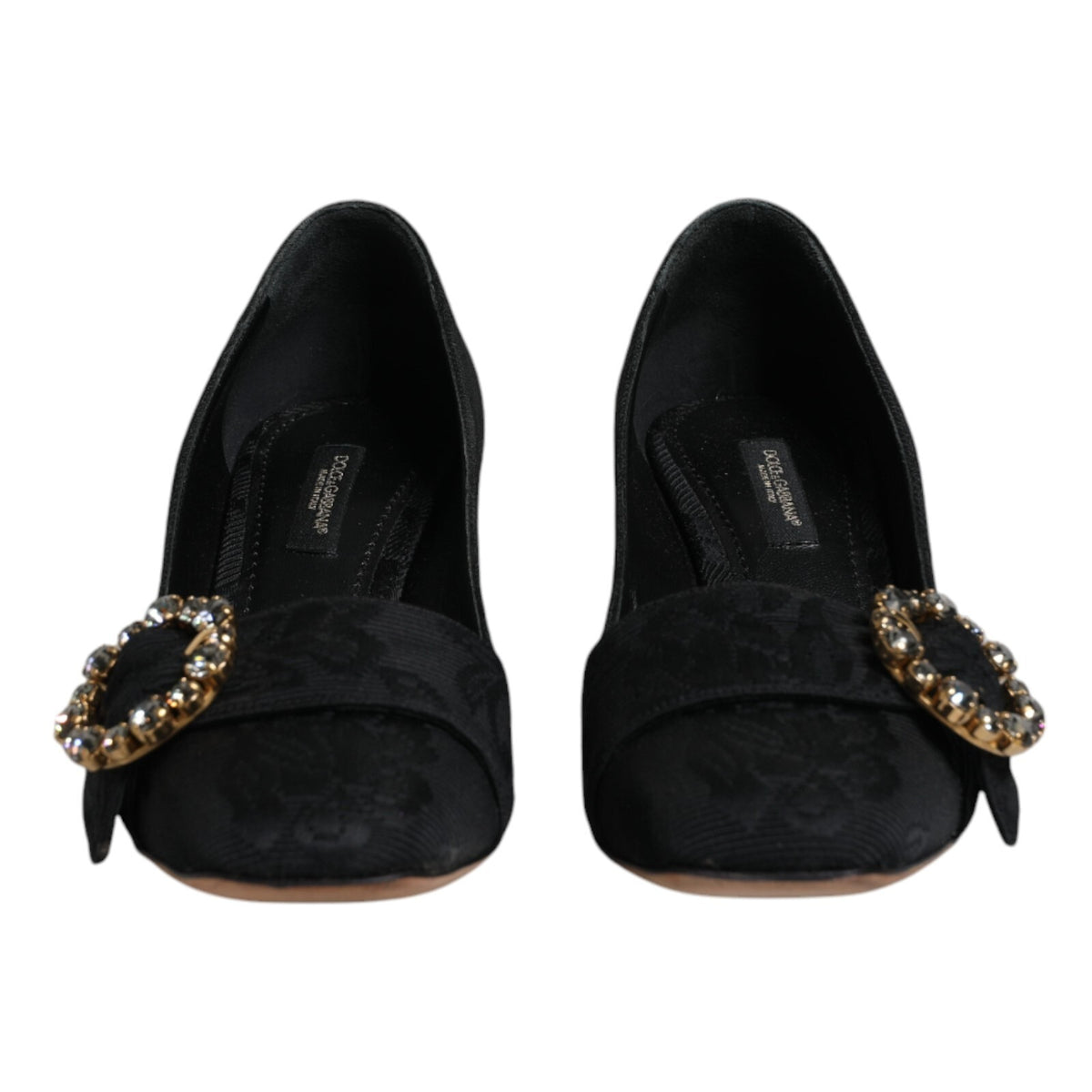 Dolce & Gabbana Black Brocade Crystals Heels Pumps Shoes Women's - New with Defect