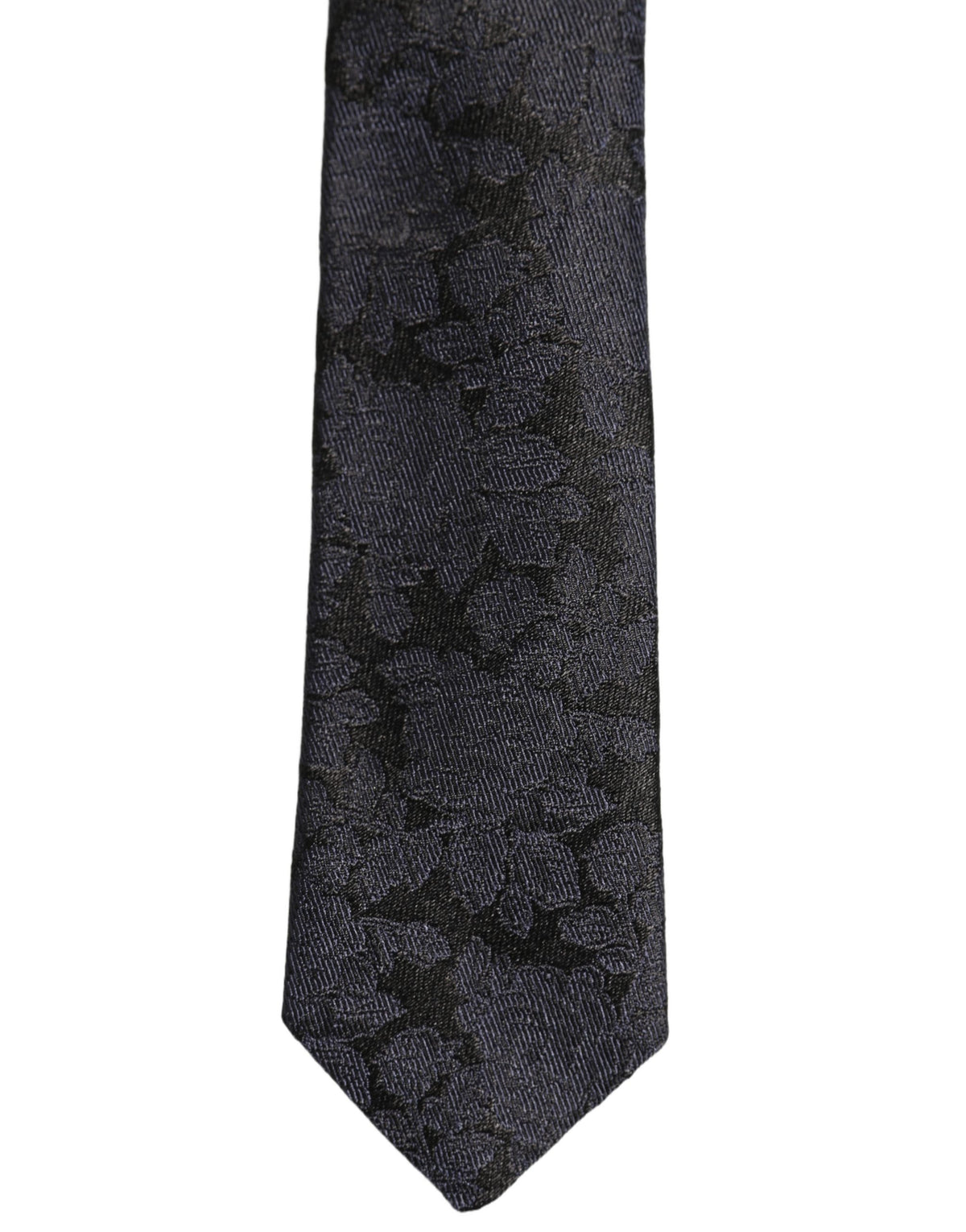 Dolce & Gabbana Men Black Floral Jacquard Adjustable Tied Necktie Tie
