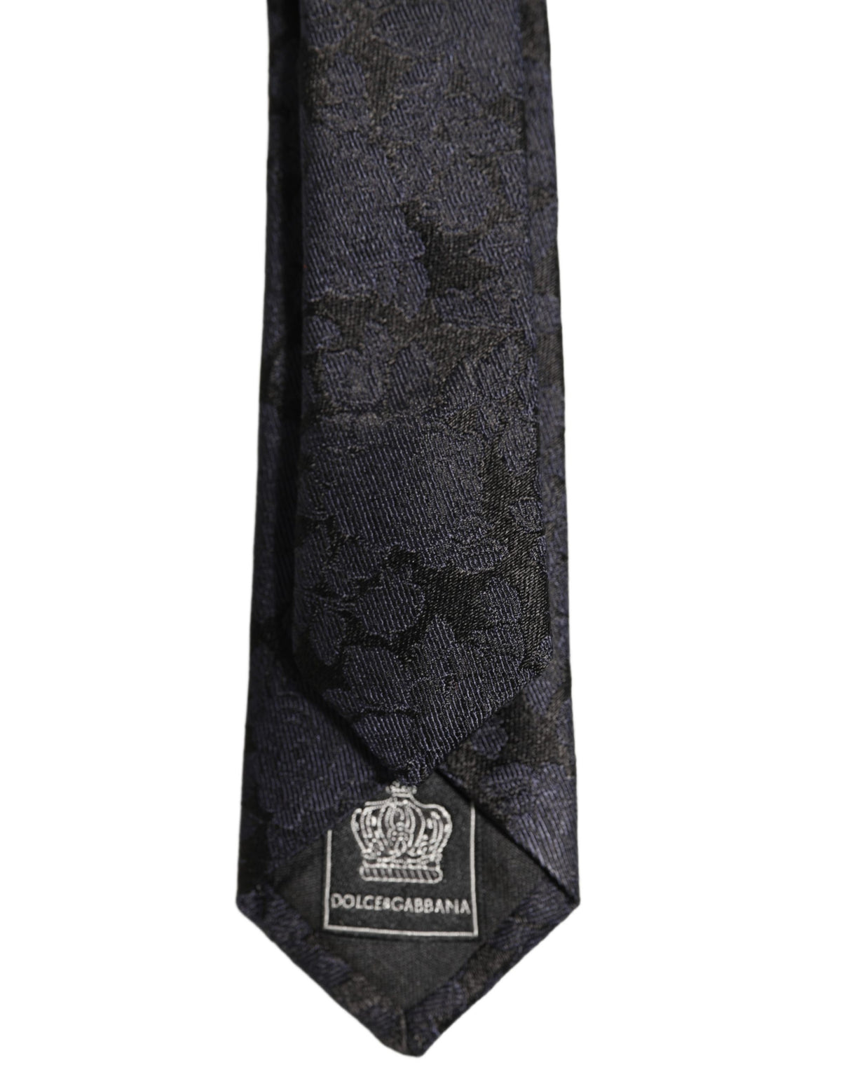 Dolce & Gabbana Men Black Floral Jacquard Adjustable Tied Necktie Tie