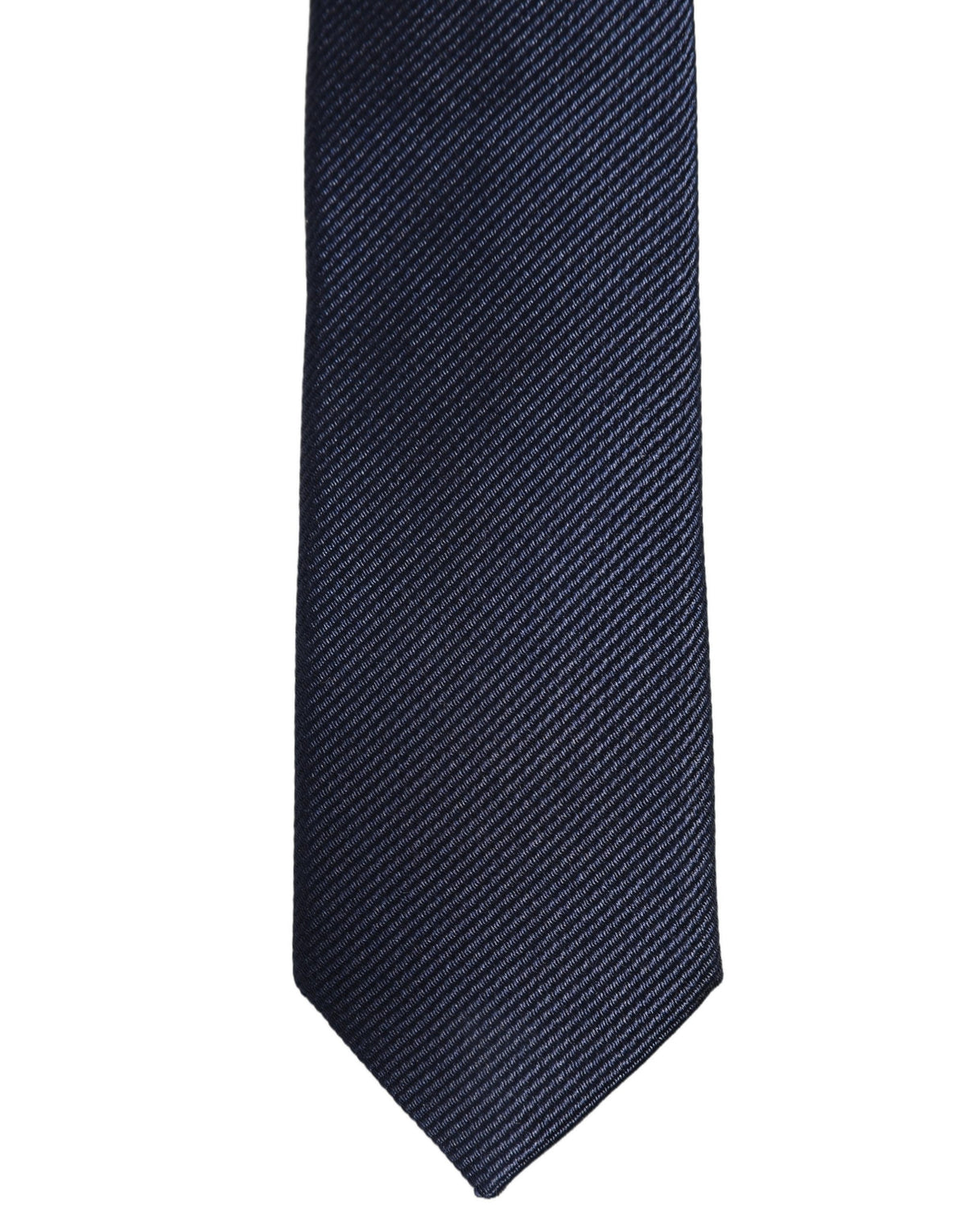 Dolce & Gabbana Men Dark Blue Textured Silk Adjustable Tied Necktie Tie