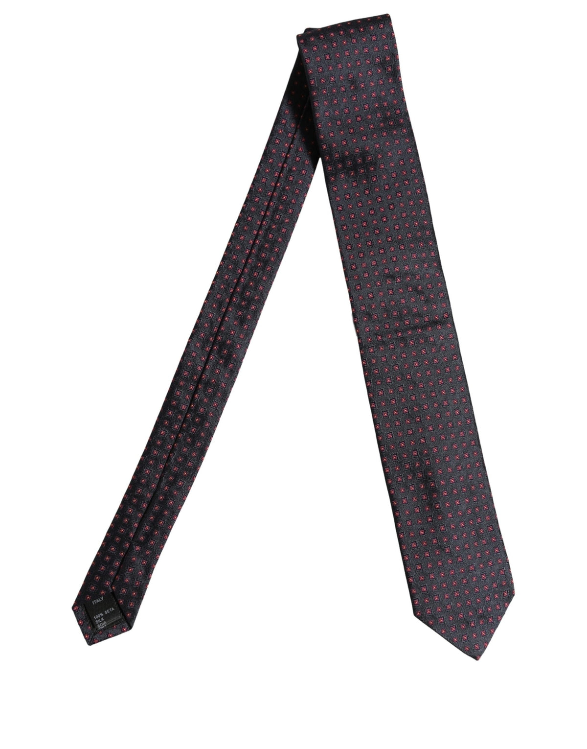 Dolce & Gabbana Men Dark Blue Geometric Silk Adjustable Tied Necktie Tie