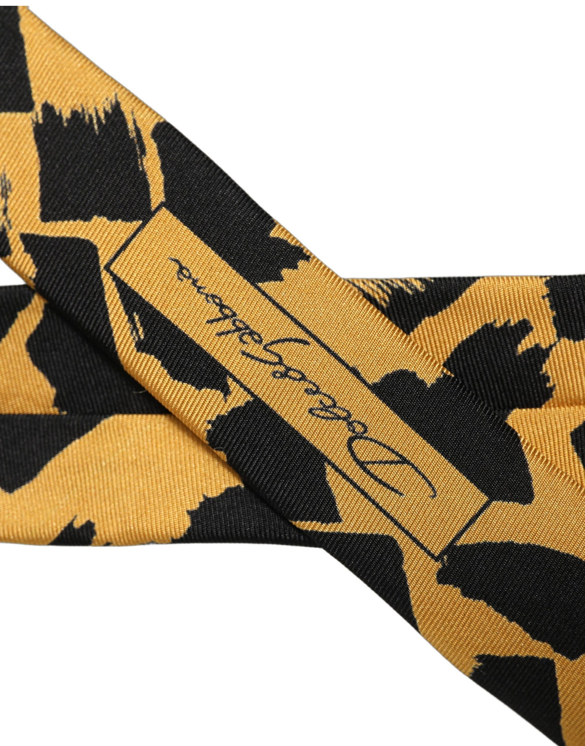 Dolce & Gabbana Yellow Black Abstract Silk Adjustable Tied Necktie Tie