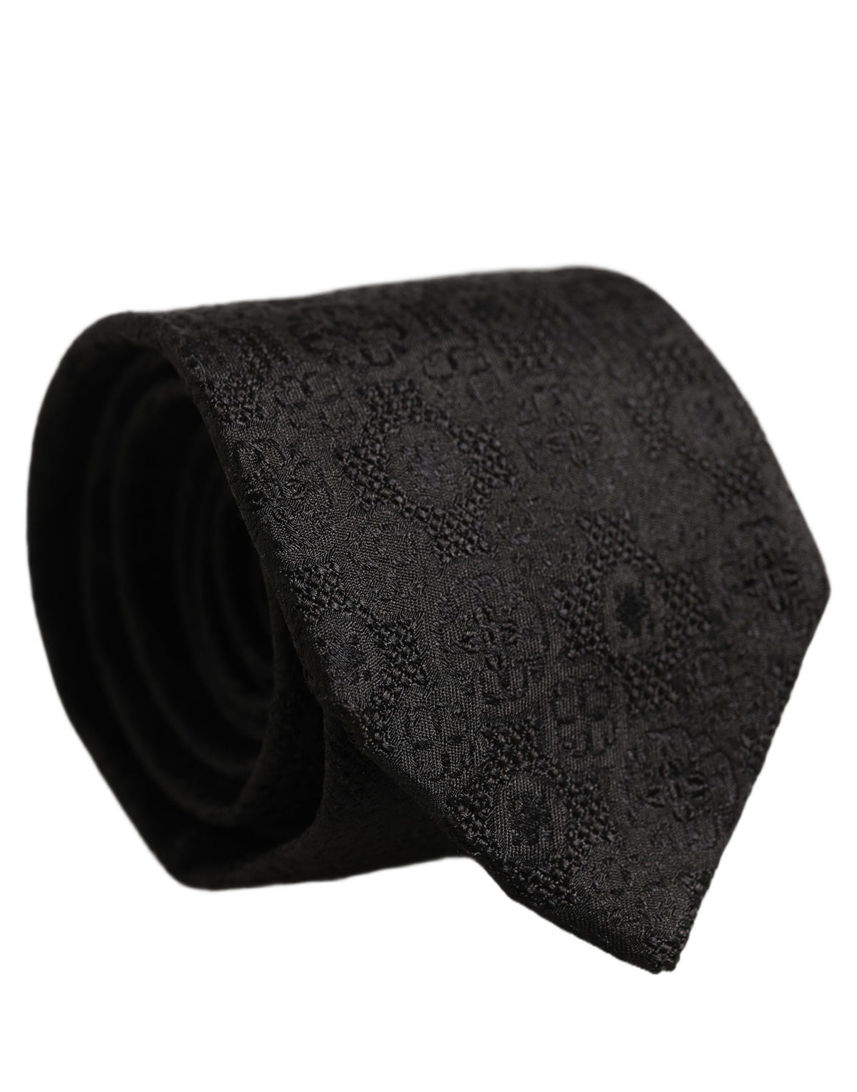 Dolce & Gabbana Men Black Silk Geometric Adjustable Tied Necktie Tie