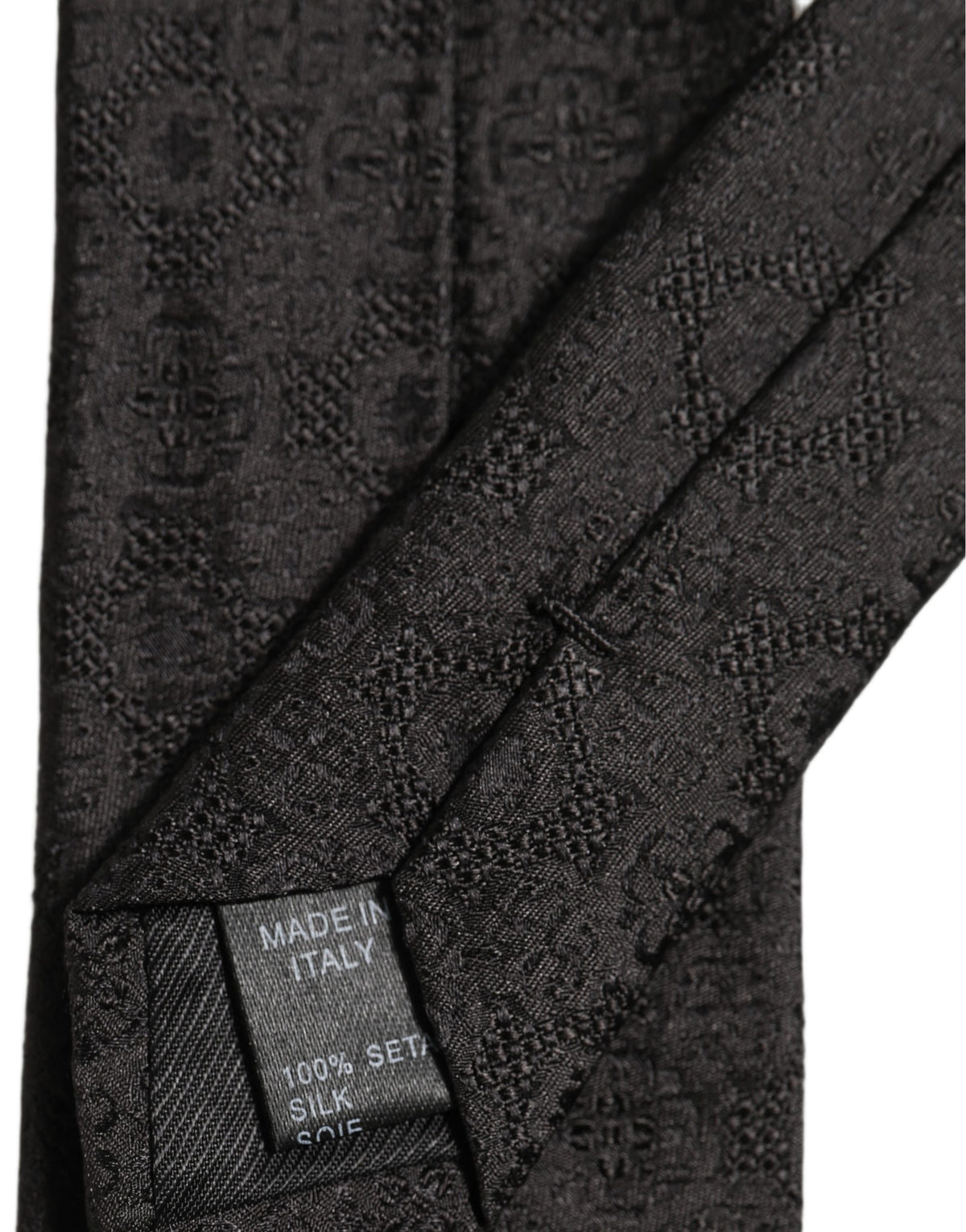 Dolce & Gabbana Men Black Silk Geometric Adjustable Tied Necktie Tie