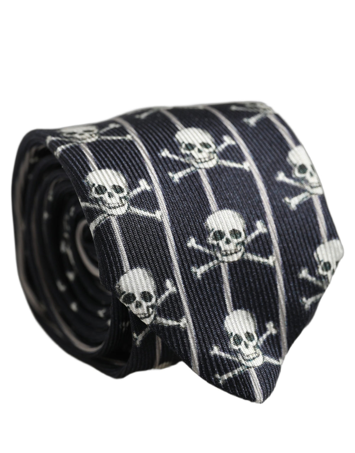 Dolce & Gabbana Men Black Silk Skull Fantasy Adjustable Tied Necktie Tie