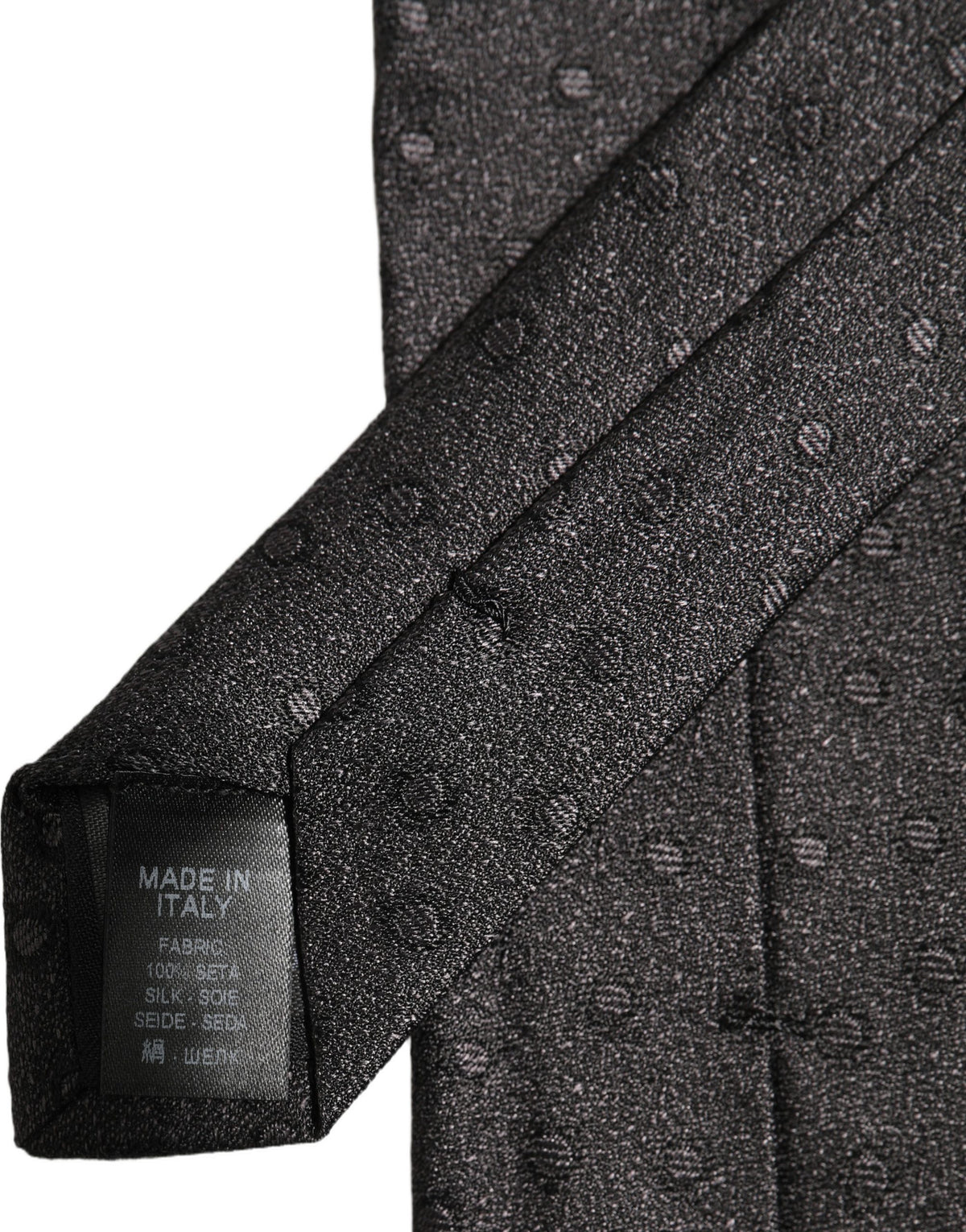 Dolce & Gabbana Men Black Polka Dot Silk Adjustable Tied Necktie Tie