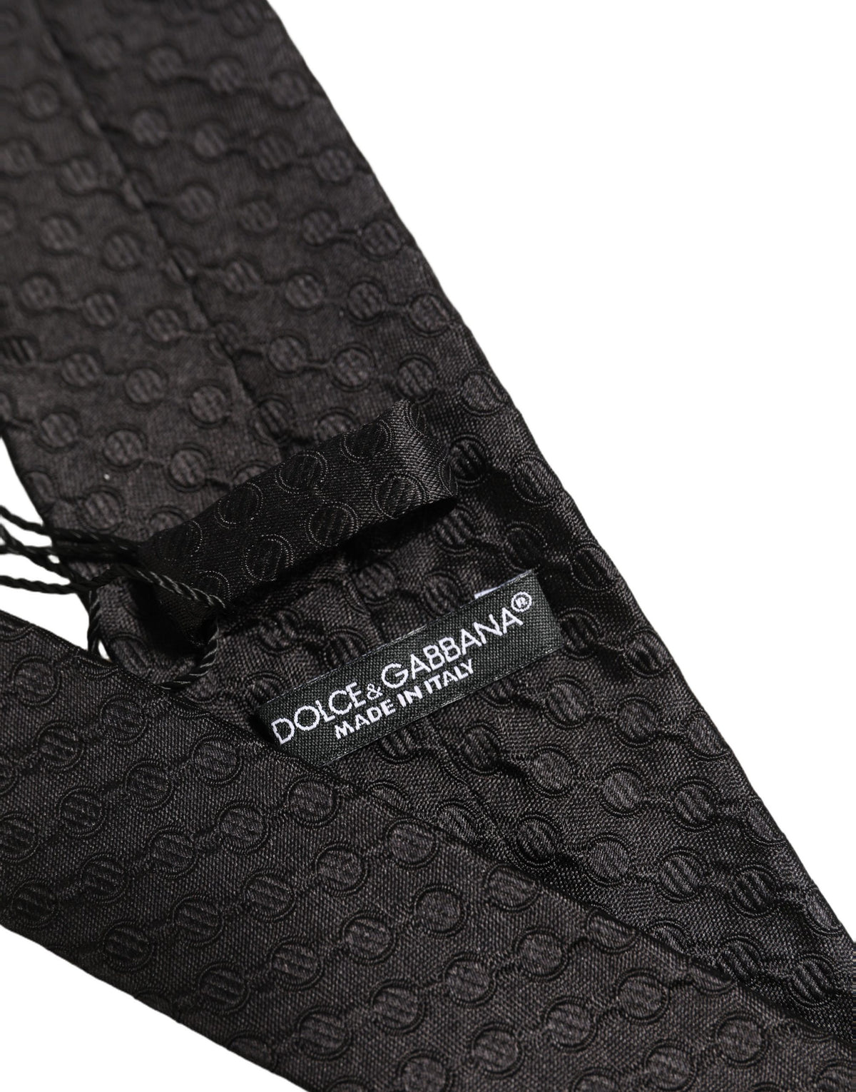 Dolce & Gabbana Men Black Silk Geometric Adjustable Tied Necktie Tie