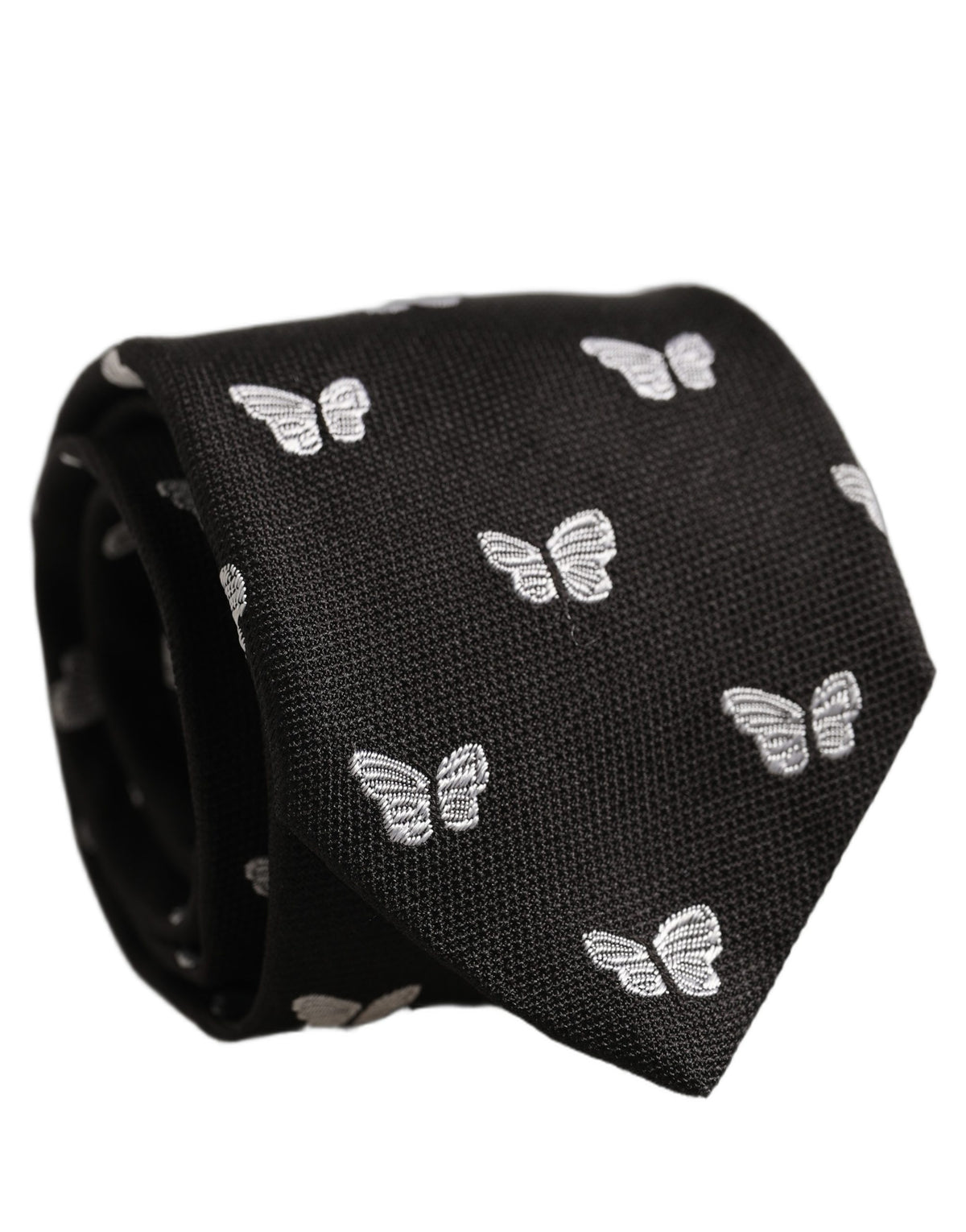 Dolce & Gabbana Men Black Silk Butterfly Adjustable Tied Necktie Tie