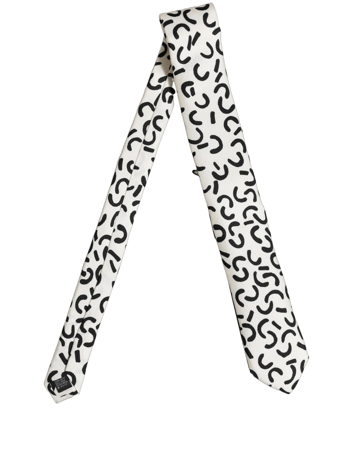 Dolce & Gabbana Men Cream Silk Abstract Adjustable Tied Necktie Tie