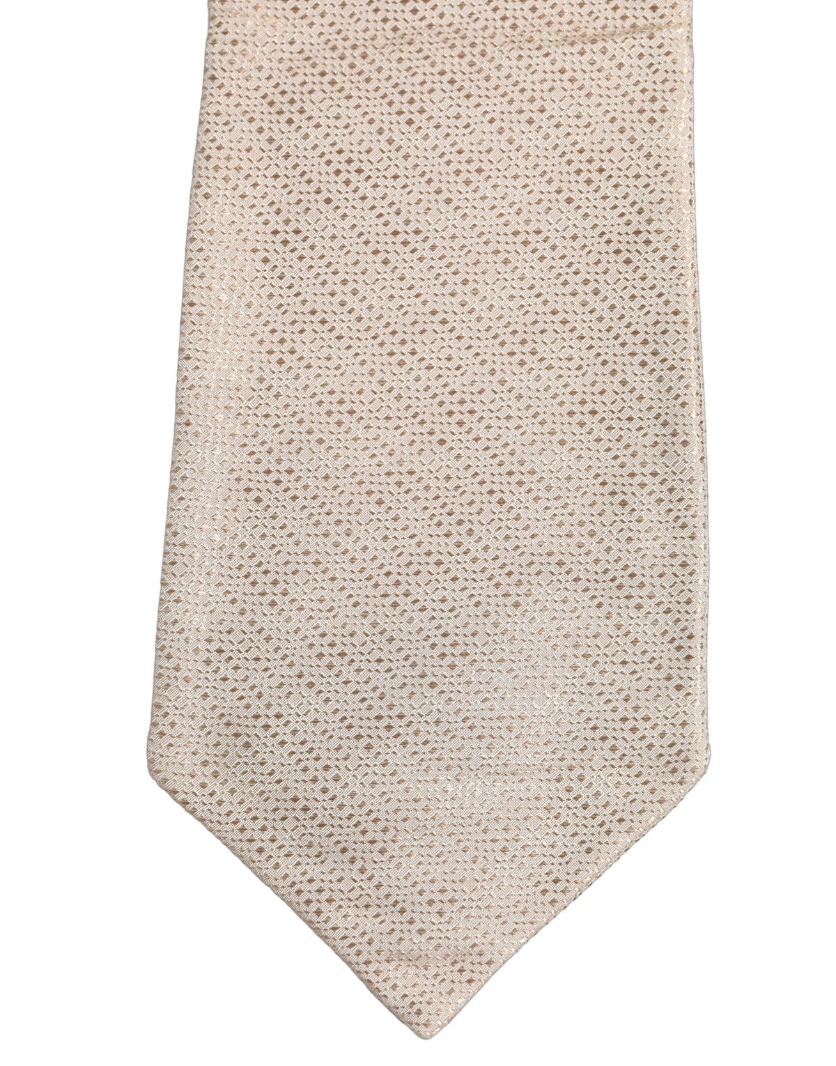 Dolce & Gabbana Beige Silk Textured Knit Adjustable Tied Men Necktie Tie