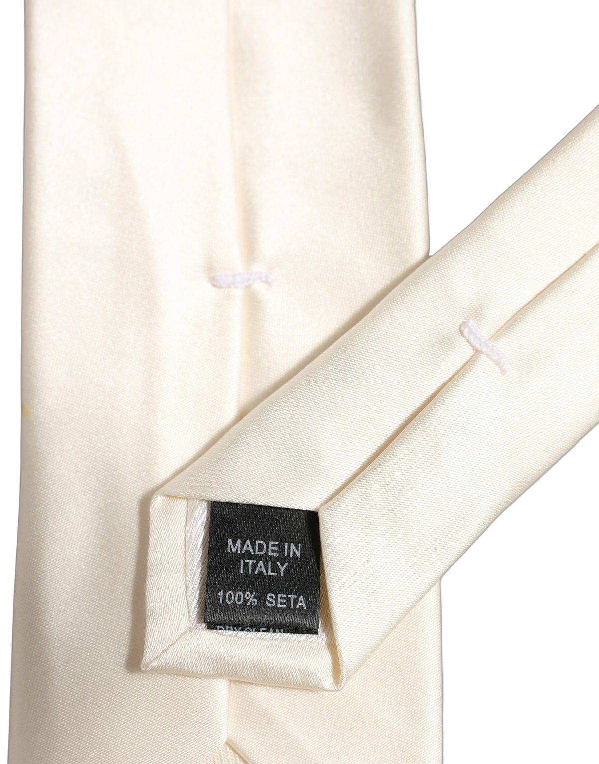 Dolce & Gabbana Cream Satin 100% Silk Adjustable Tied Men Necktie Tie