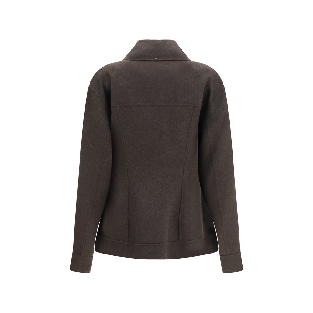 Max Mara Brown Wool Full-Length Jacket