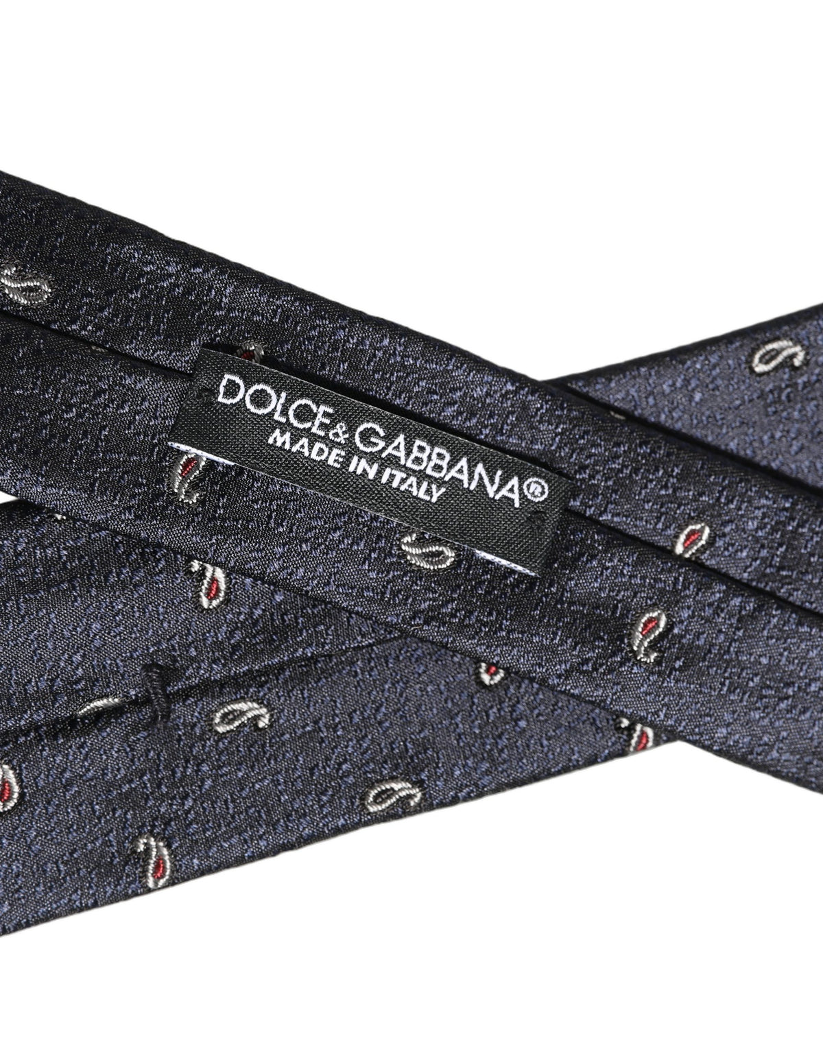 Dolce & Gabbana Dark Blue Silk Paisley Adjustable Tied Men Necktie Tie