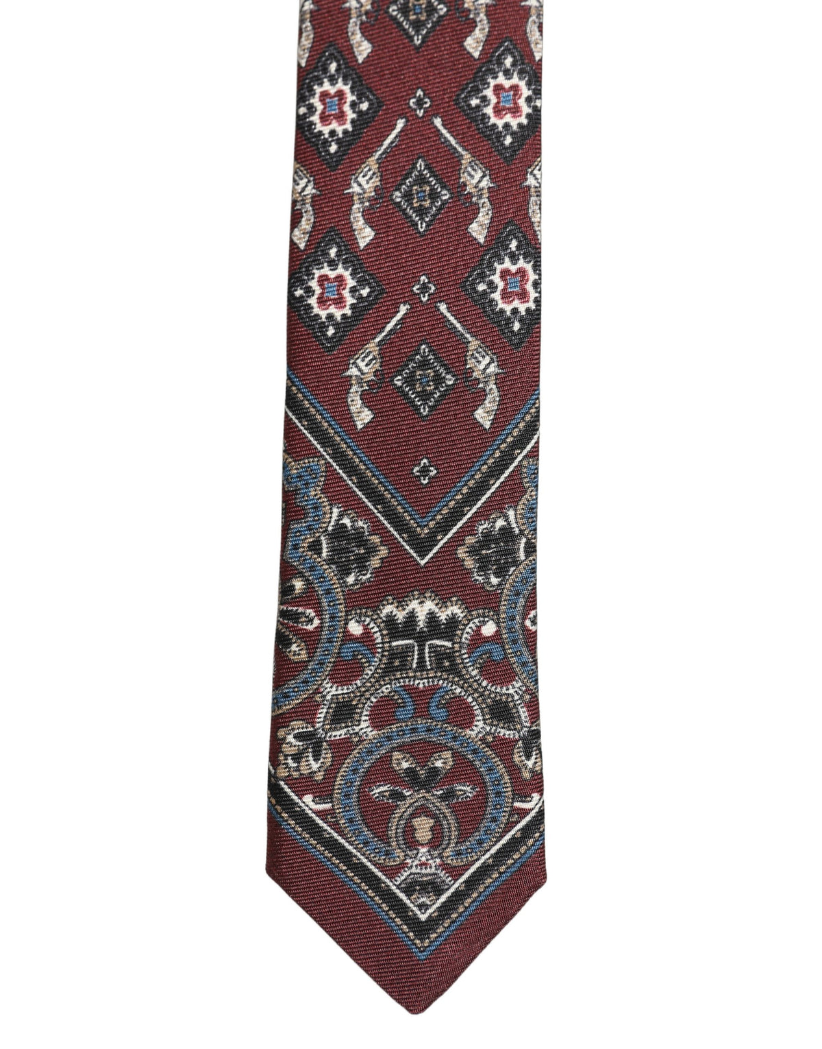 Dolce & Gabbana Bordeaux Printed 100% Silk Adjustable Men Necktie Tie