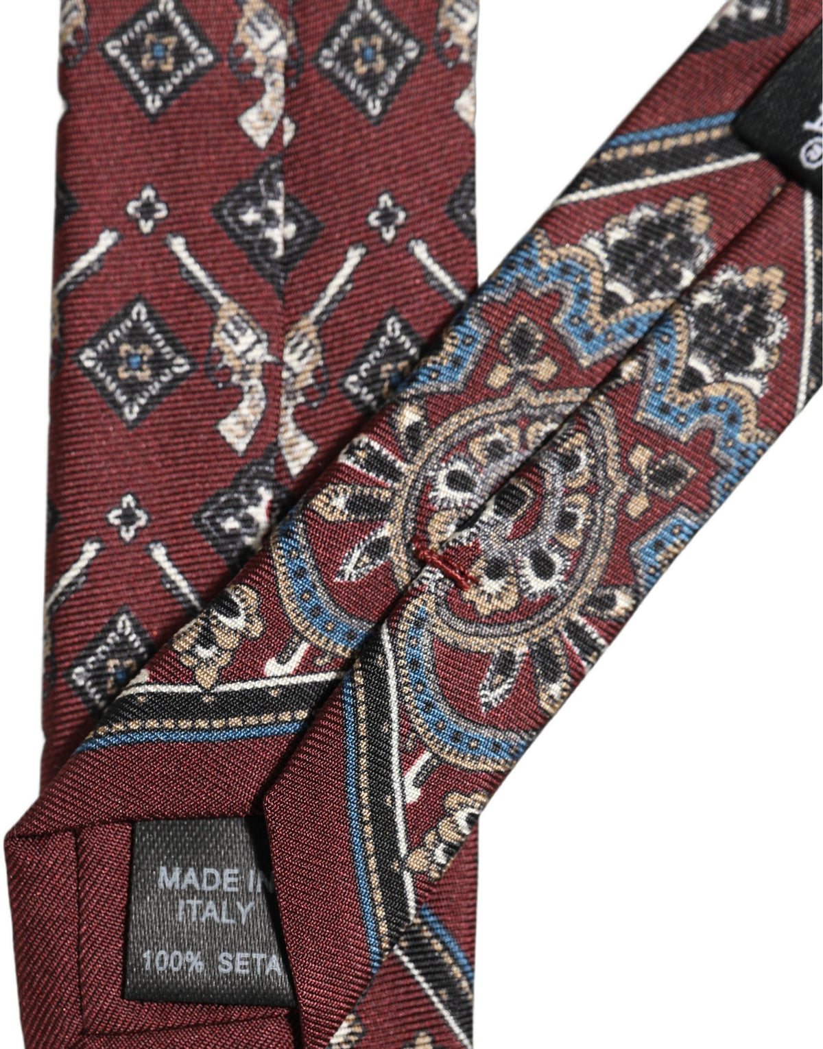 Dolce & Gabbana Bordeaux Printed 100% Silk Adjustable Men Necktie Tie
