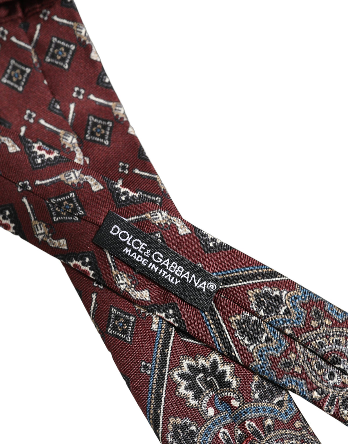 Dolce & Gabbana Bordeaux Printed 100% Silk Adjustable Men Necktie Tie