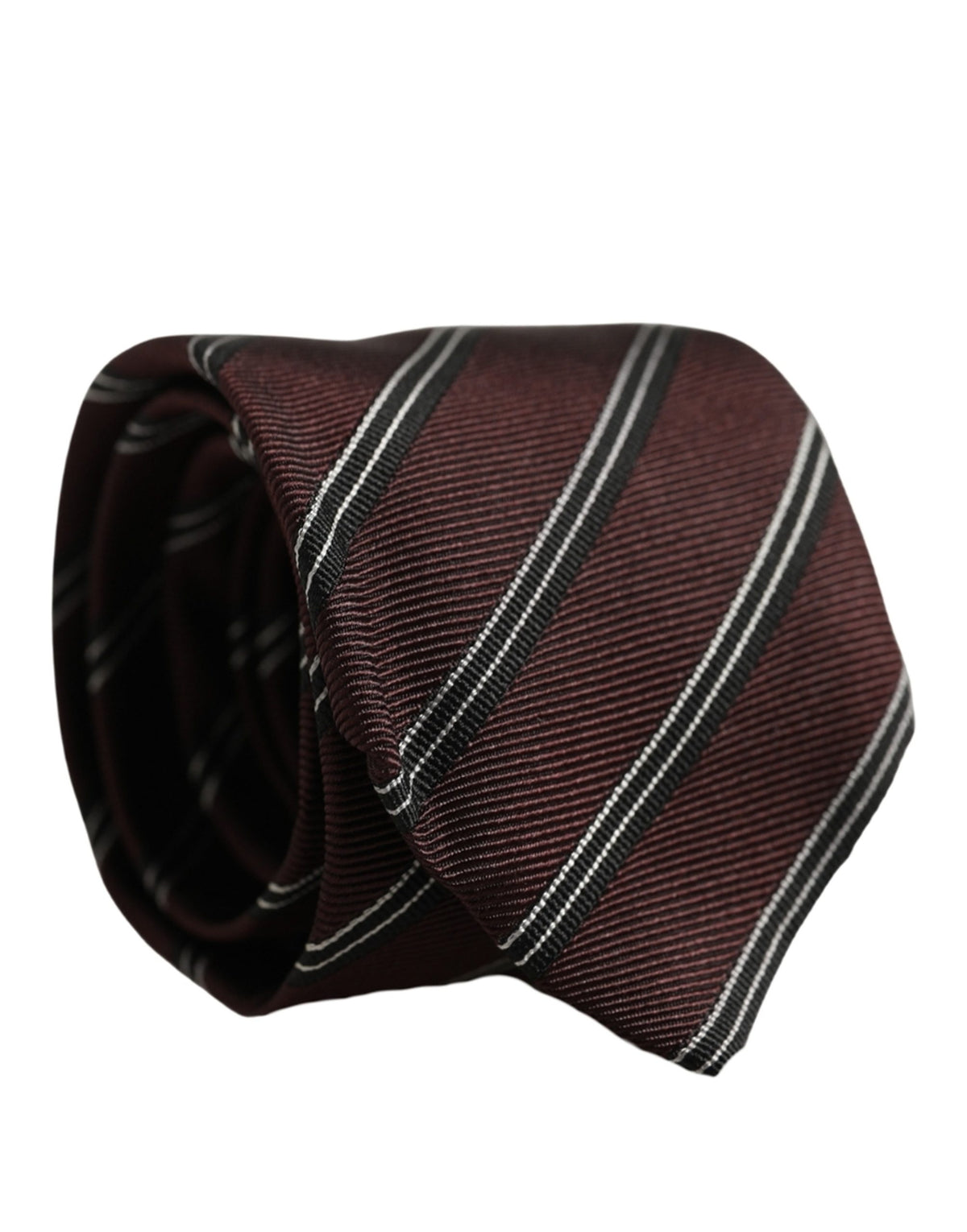 Dolce & Gabbana Burgundy Stripes Silk Adjustable Necktie Accessory Tie