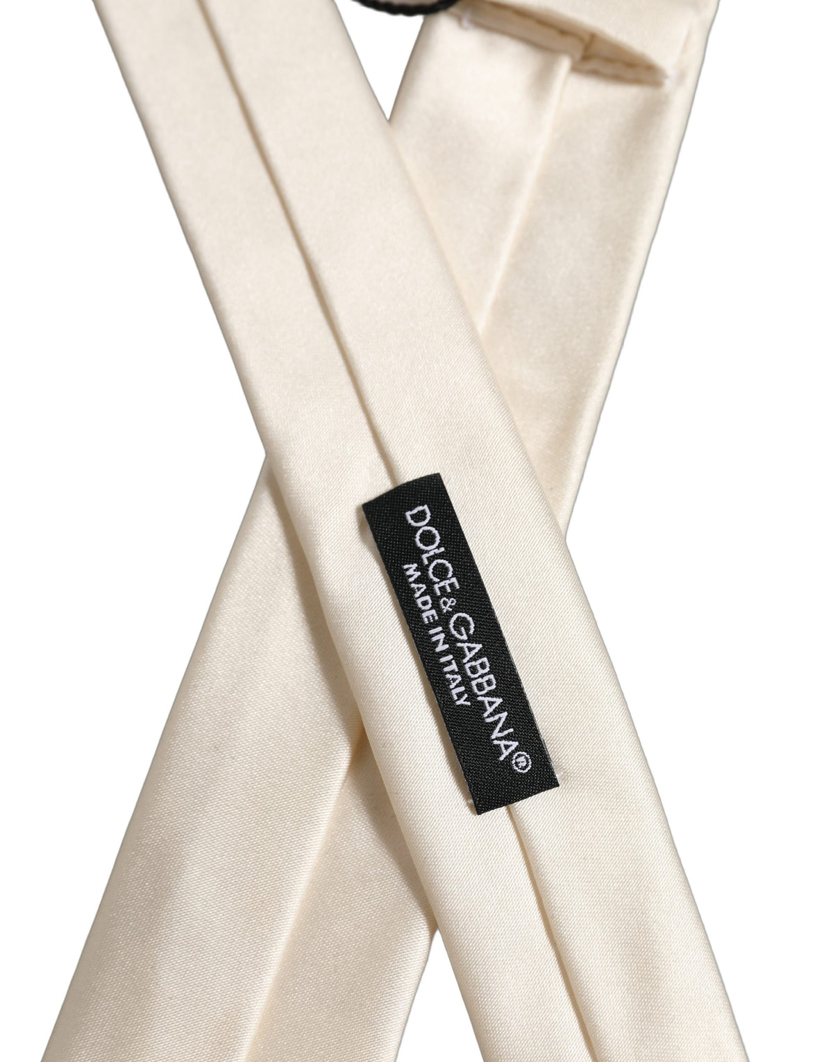 Dolce & Gabbana Cream Satin 100% Silk Adjustable Tied Men Necktie Tie
