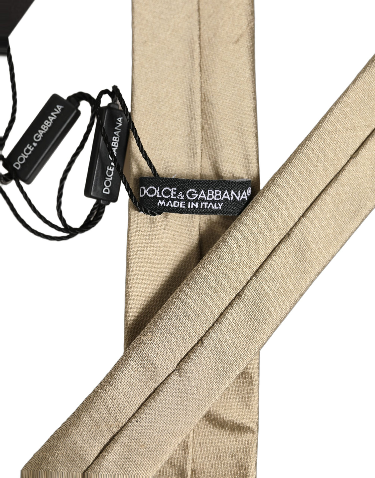 Dolce & Gabbana Gold Satin Silk Textured Adjustable Necktie Accessory Tie