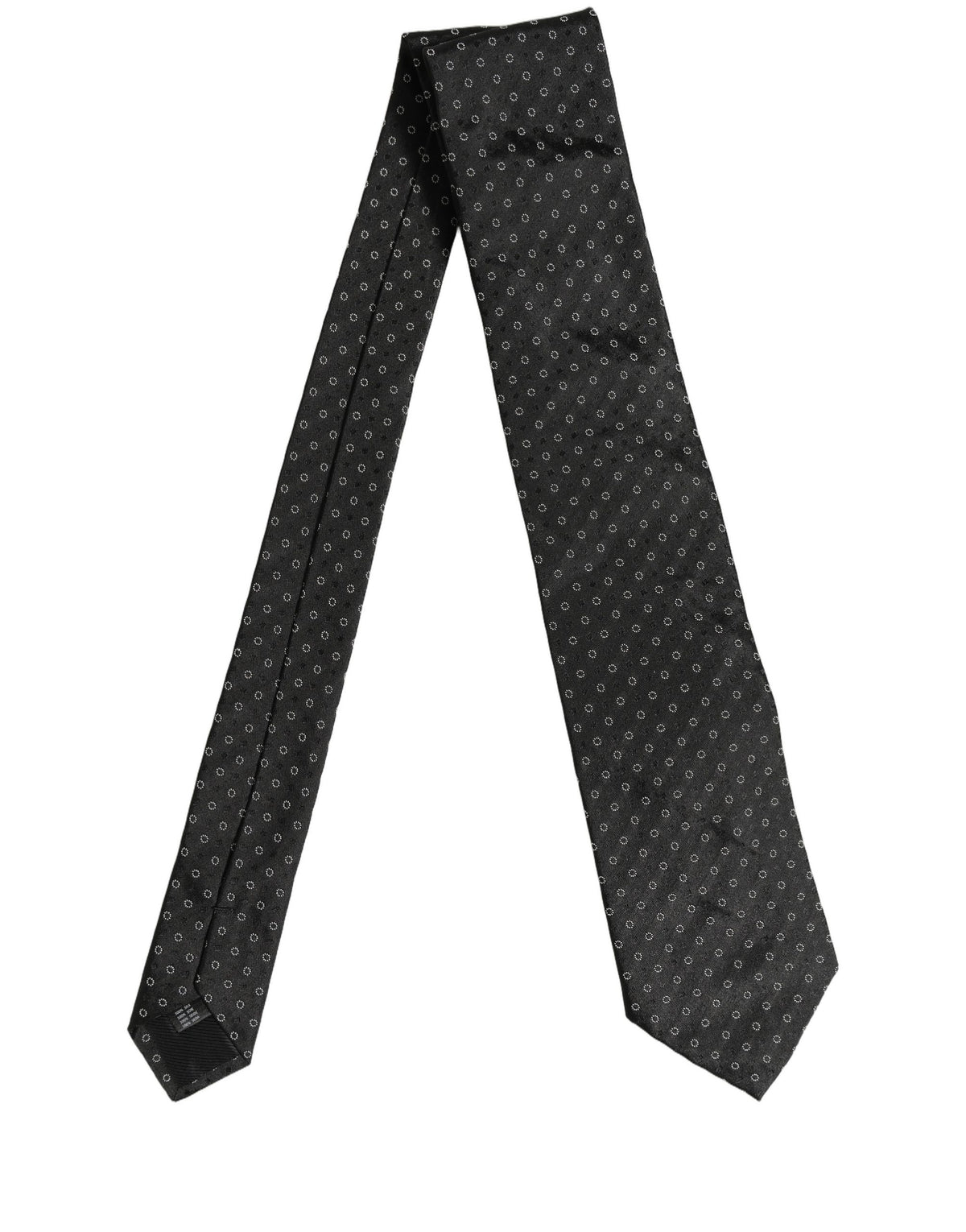 Dolce & Gabbana Black Geometric Circle Adjustable Necktie Accessory Tie