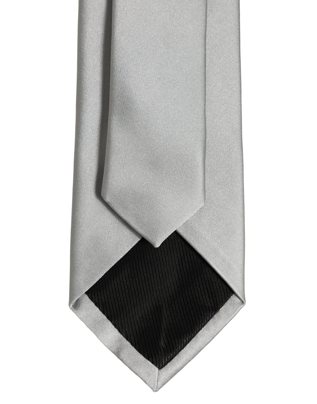 Dolce & Gabbana Gray Satin 100% Silk Adjustable Tied Men Necktie Tie