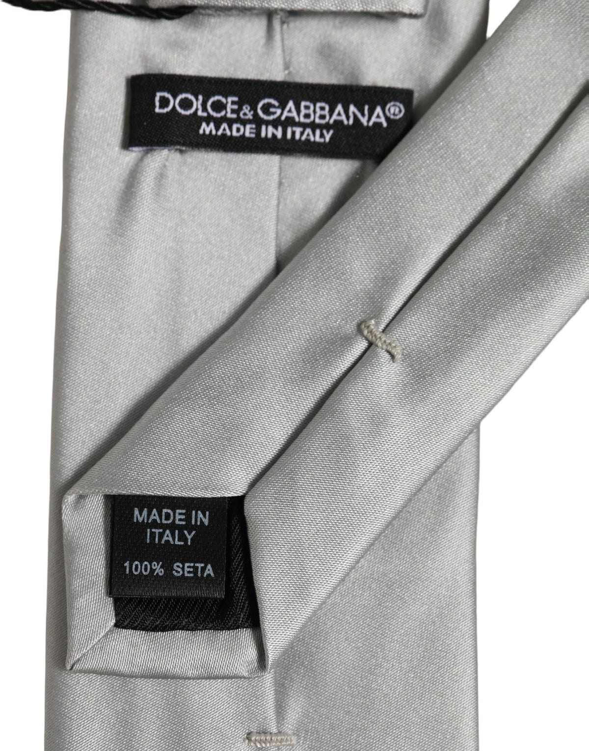 Dolce & Gabbana Gray Satin 100% Silk Adjustable Tied Men Necktie Tie